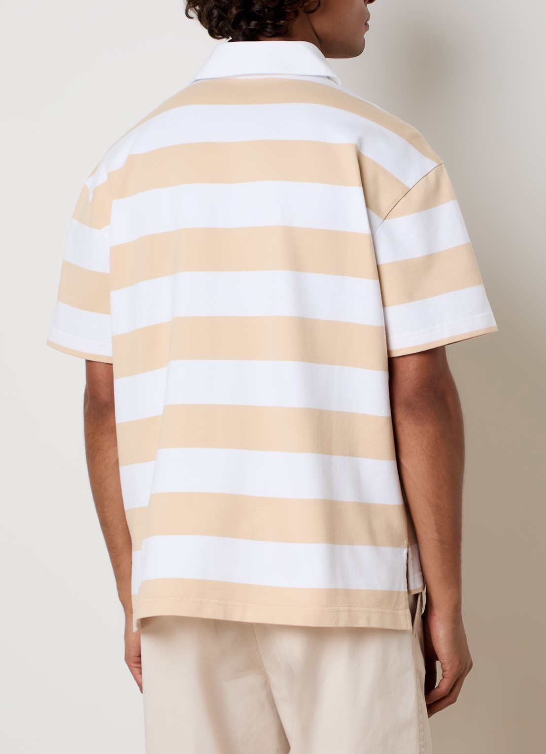 Givenchy Polo met logo en streepprint - achterkant beige