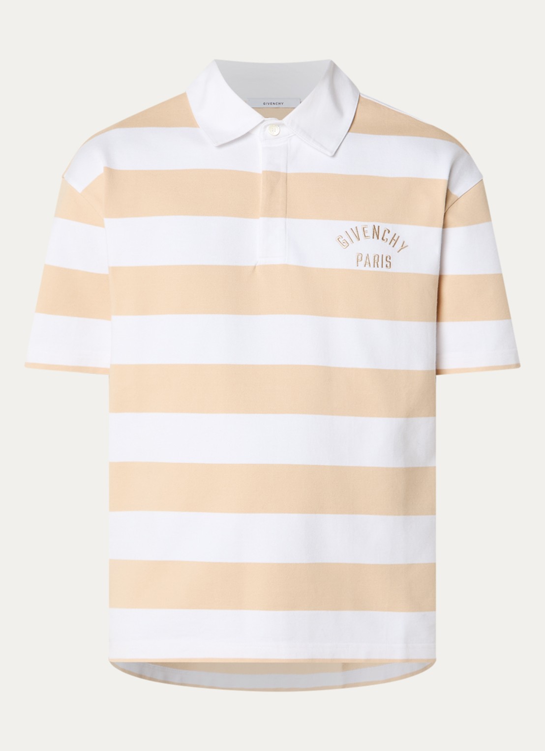 Givenchy Polo met logo en streepprint - voorkant beige