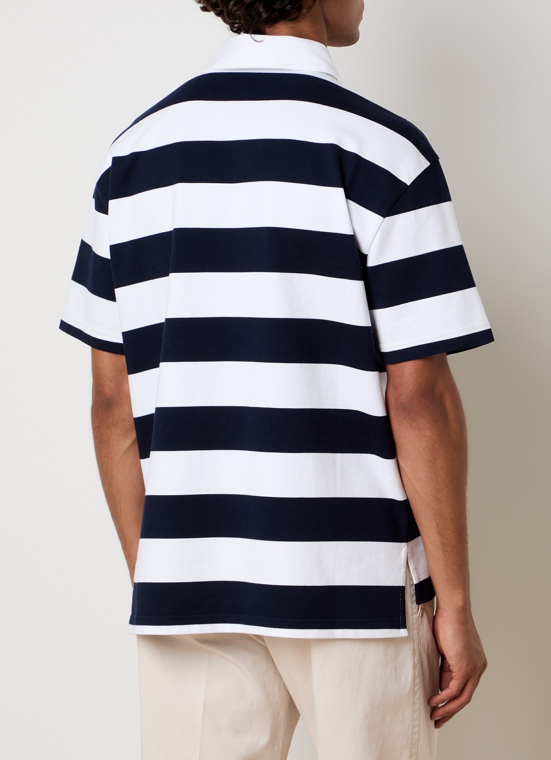 Givenchy Polo met logo en streepprint - achterkant 3 donkerblauw