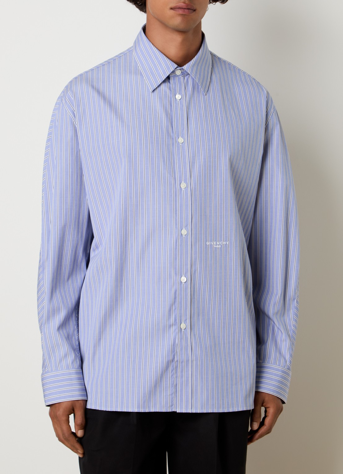 Givenchy Regular fit overhemd met streepprint - detail 4 donkerblauw