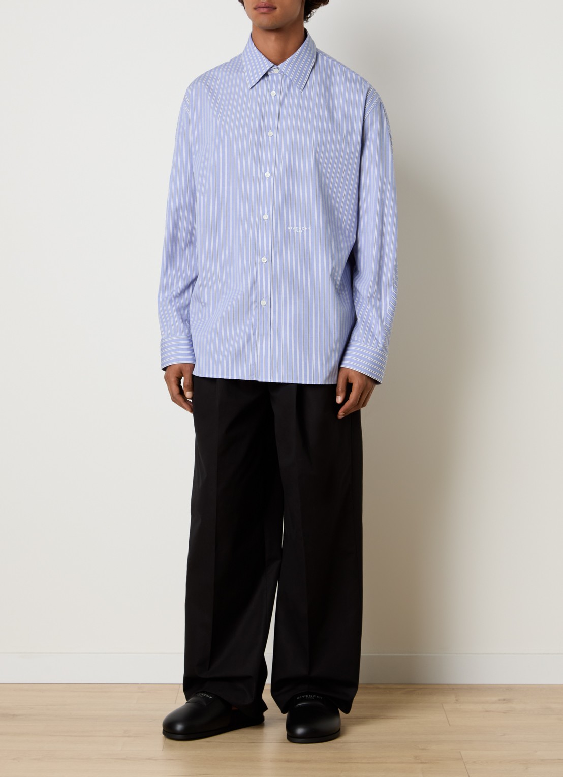 Givenchy Regular fit overhemd met streepprint - voorkant 3 donkerblauw