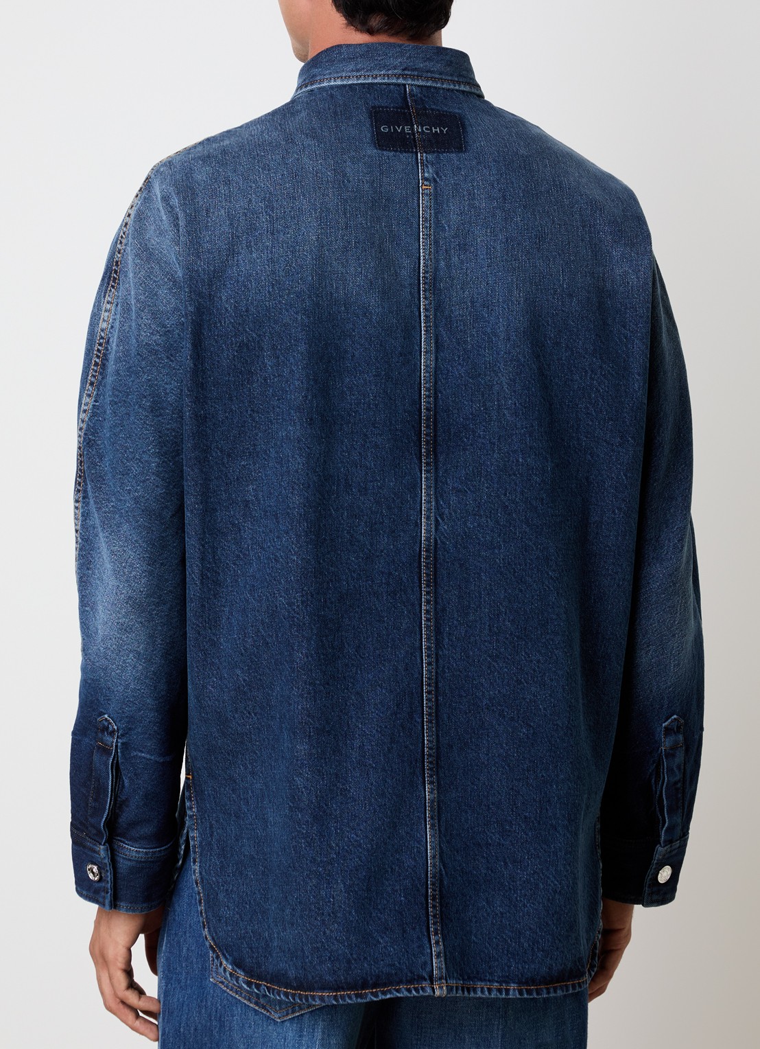 Givenchy Regular fit overshirt van denim - achterkant 3 indigo