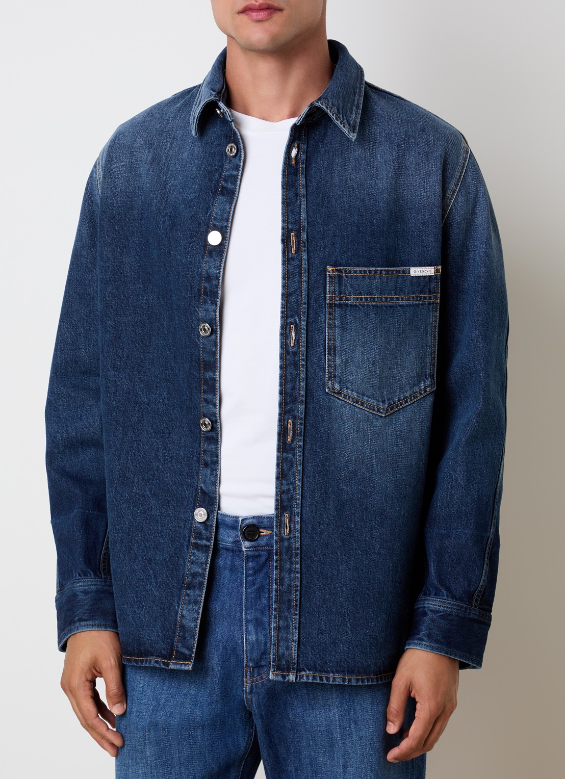 Givenchy Regular fit overshirt van denim - detail indigo