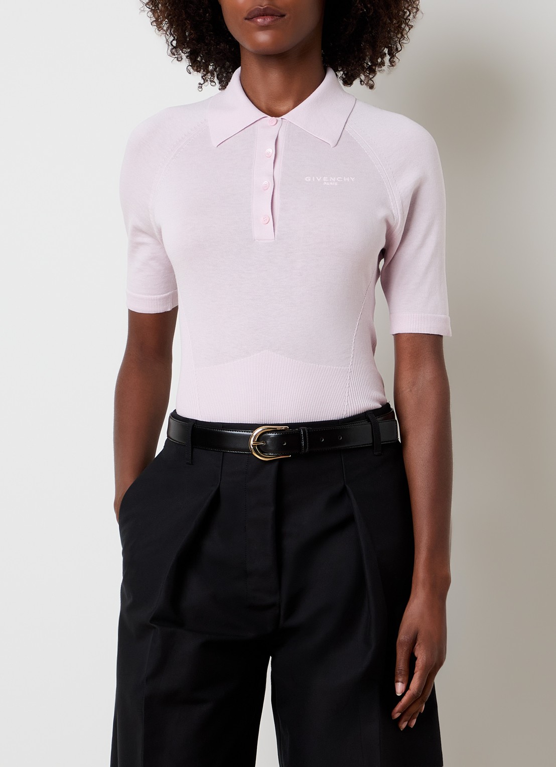 Givenchy Regular fit polo in zijdeblend met logo - detail 3 roze
