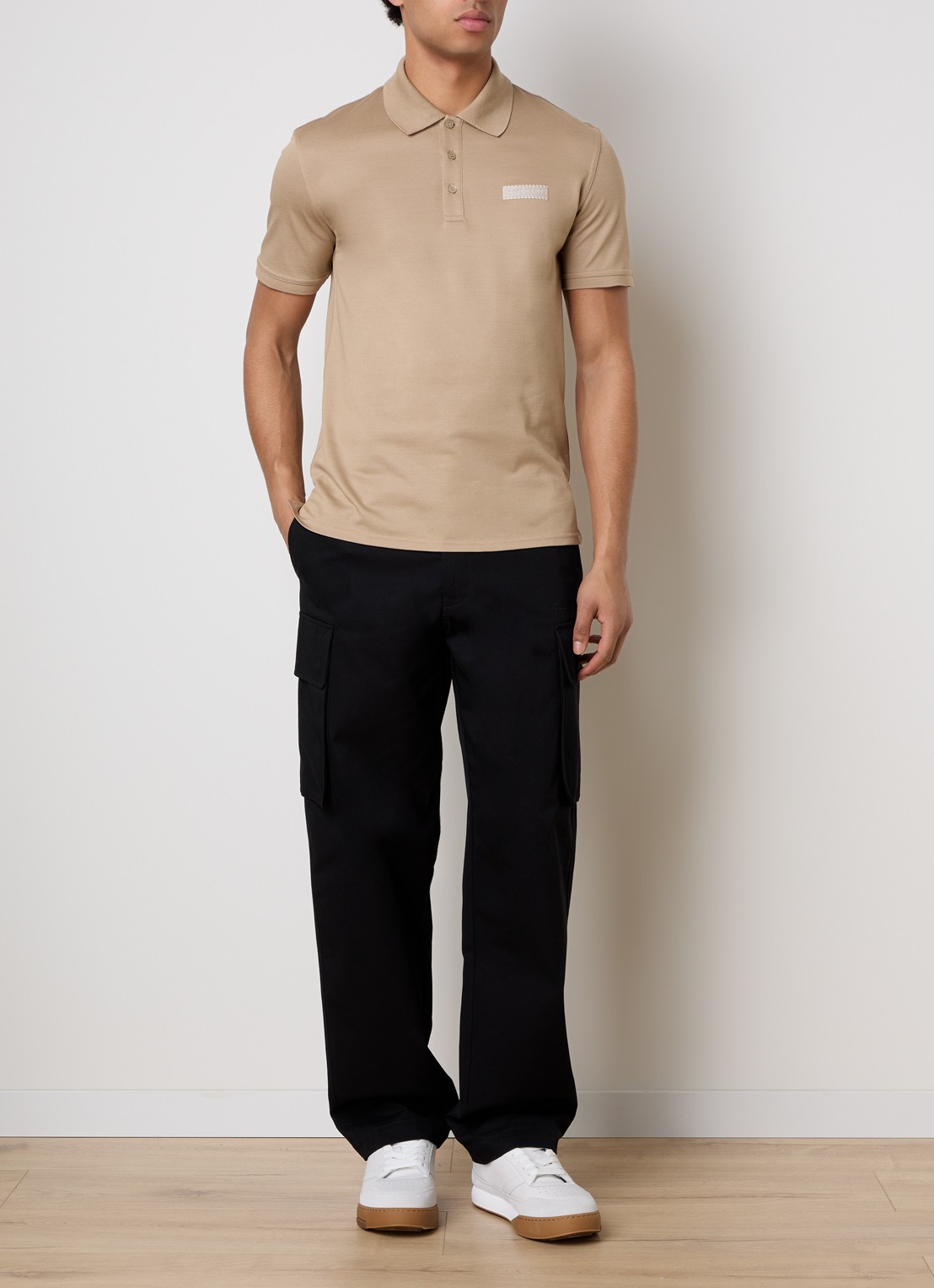 Givenchy Regular fit polo van piqué katoen met logo - voorkant 2 beige