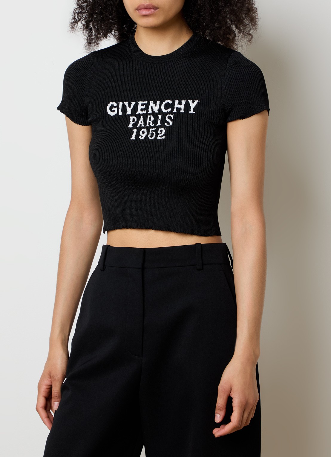 Givenchy Ribgebreide crop top met ingebreid logo - detail 3 zwart