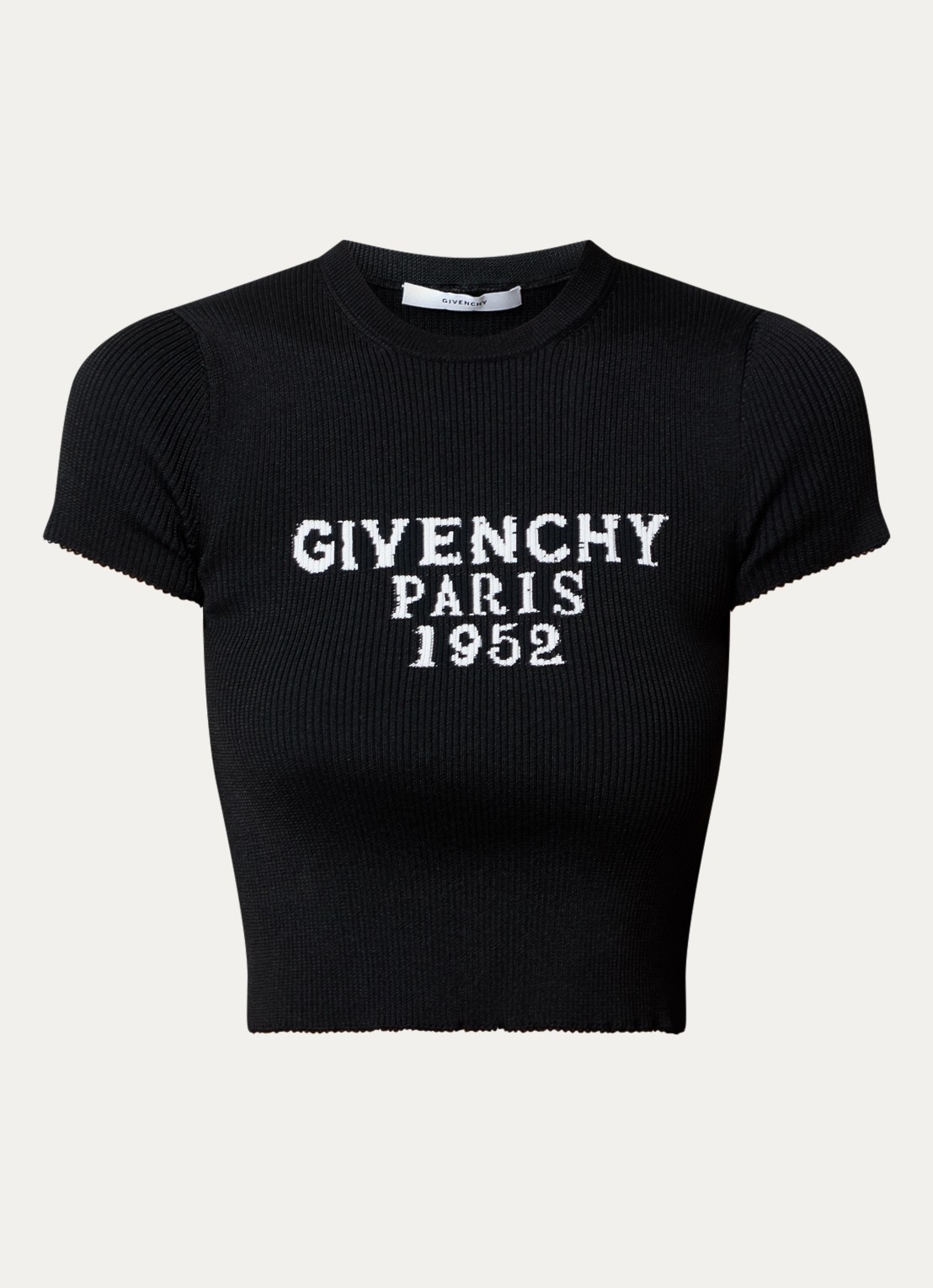 Givenchy Ribgebreide crop top met ingebreid logo - voorkant zwart