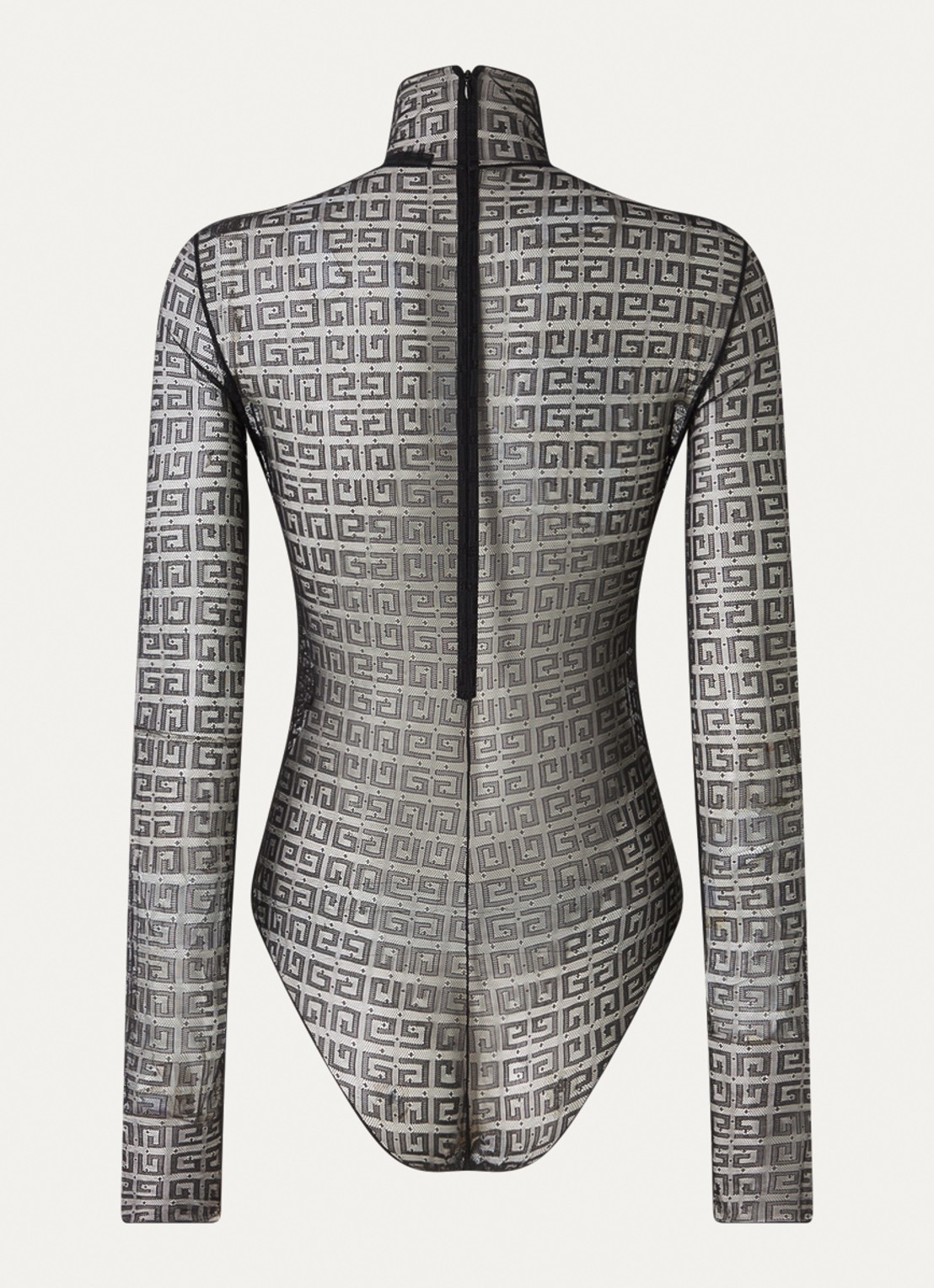 Givenchy Semi-transparante body van kant met logo - achterkant zwart