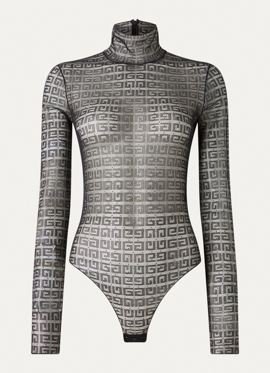 Givenchy Semi-transparante body van kant met logo - voorkant 2 zwart