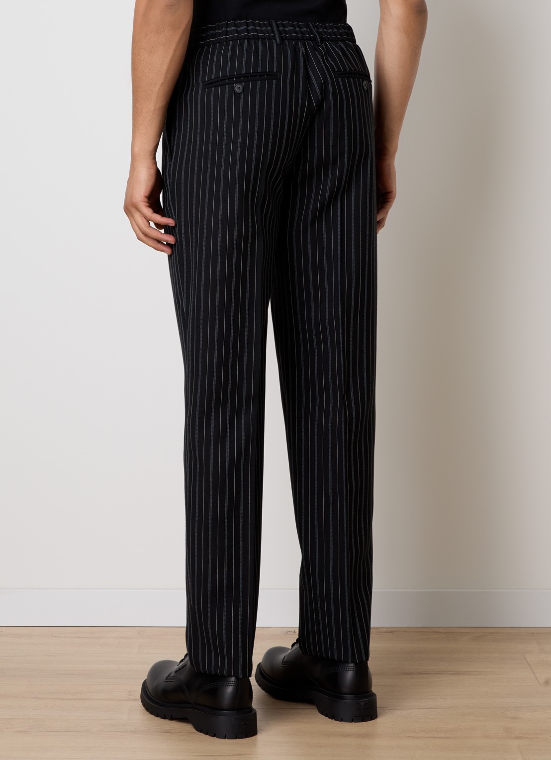 Givenchy Slim fit pantalon van wol met streepprint en steekzakken - achterkant 6 zwart