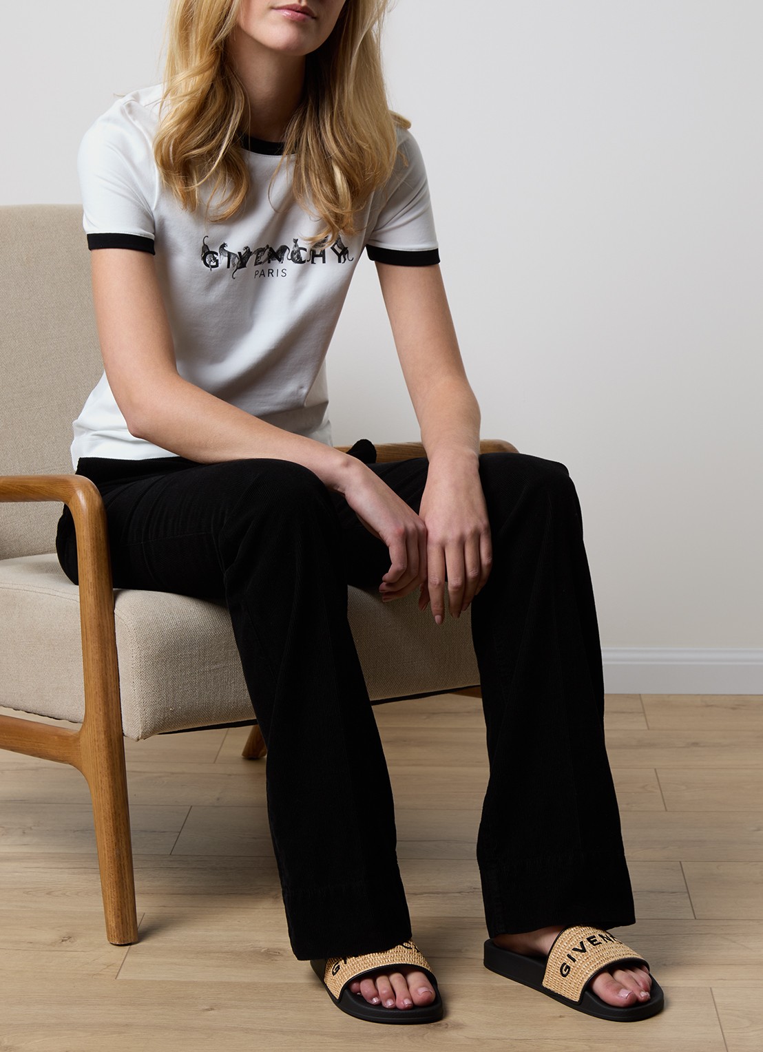 Givenchy Slipper met logo - voorkant 7 zwart