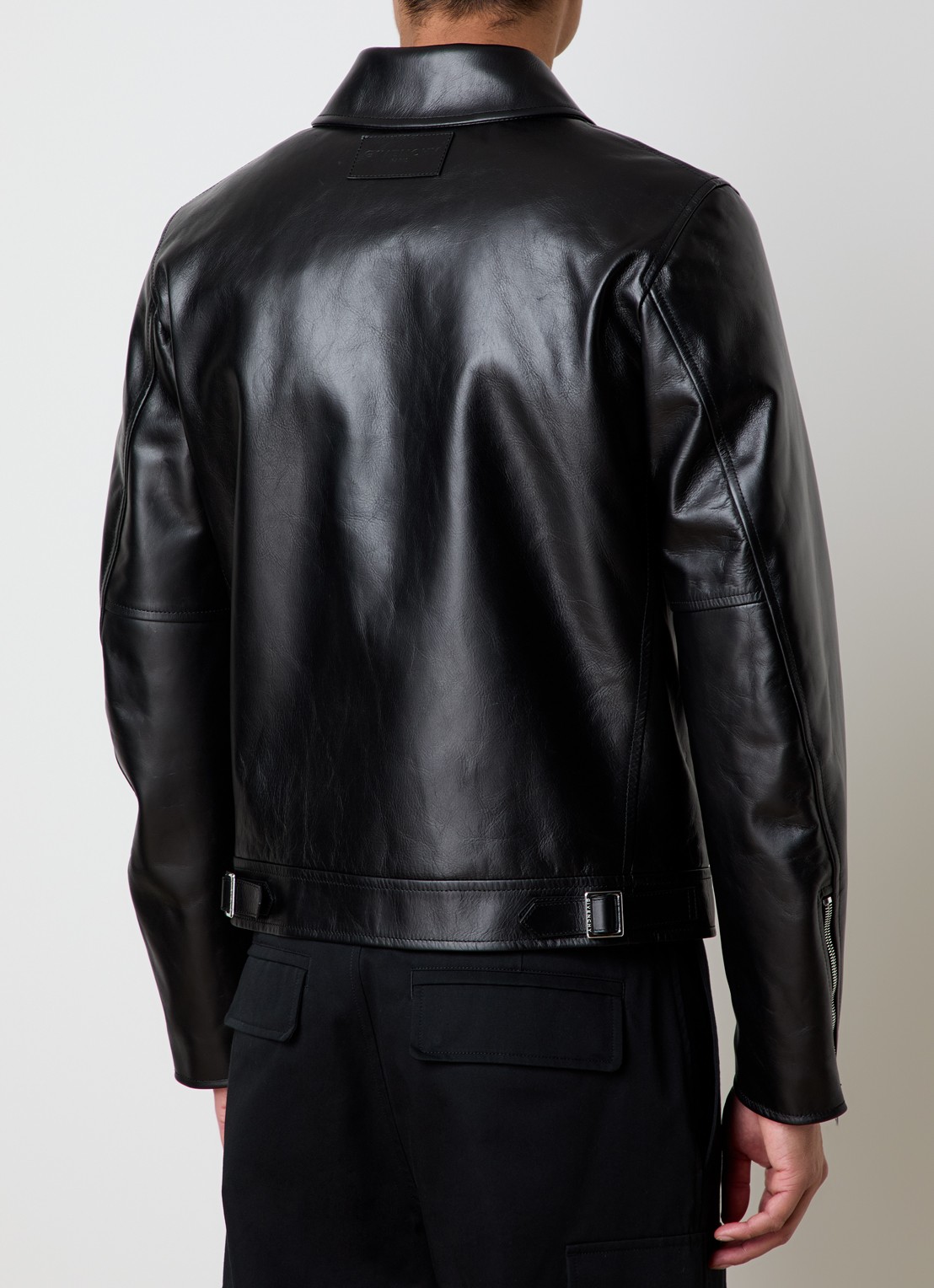 Givenchy Smoot jack van leer met steekzakken - achterkant 3 zwart