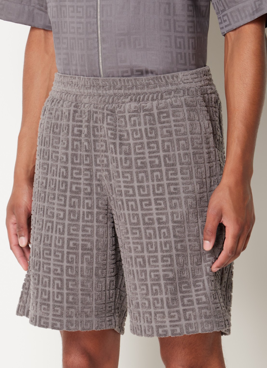 Givenchy Straight leg korte broek van badstof met logoprint - detail 2 grijs