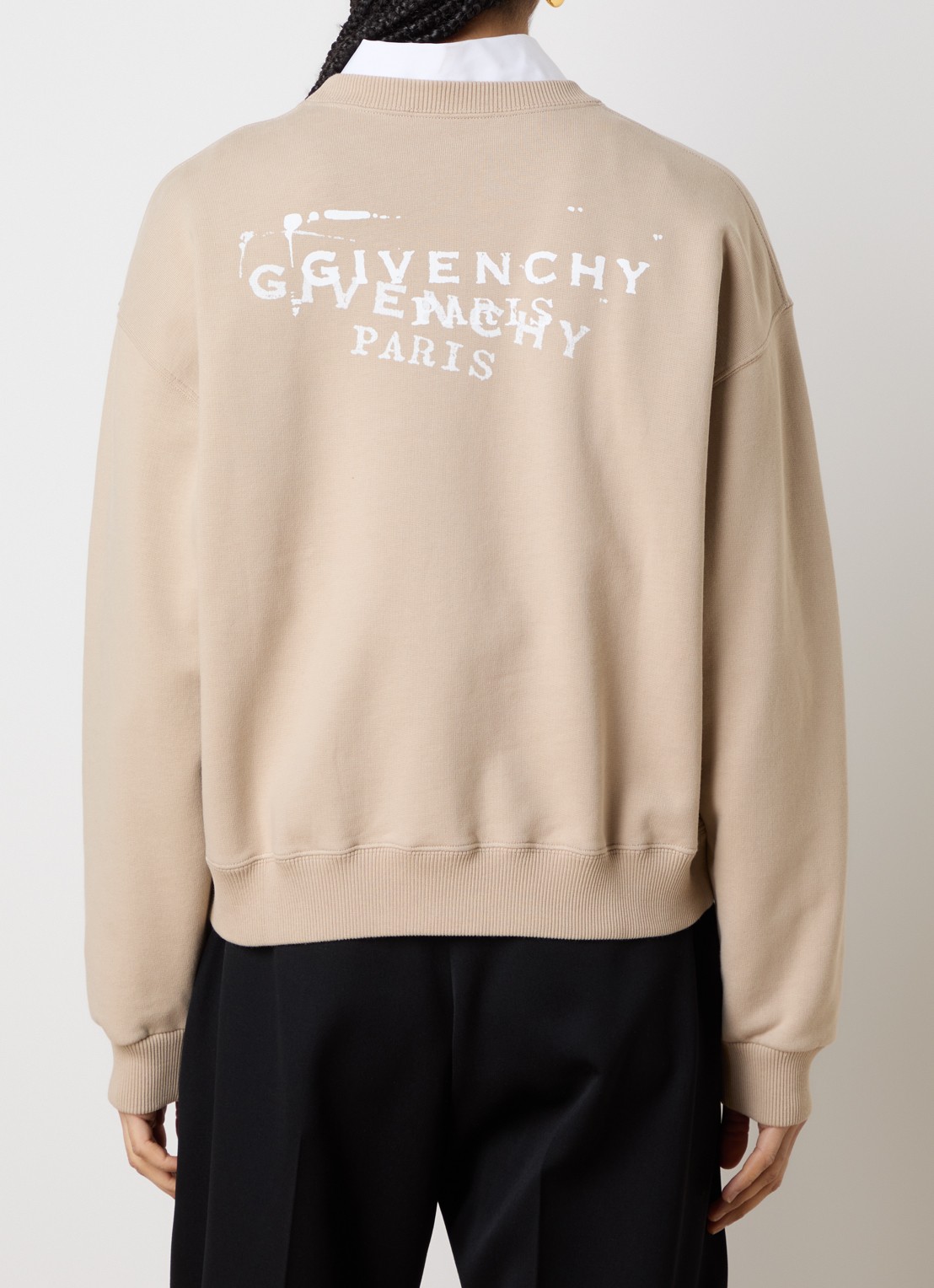 Givenchy Sweater met logo- en backprint - achterkant beige