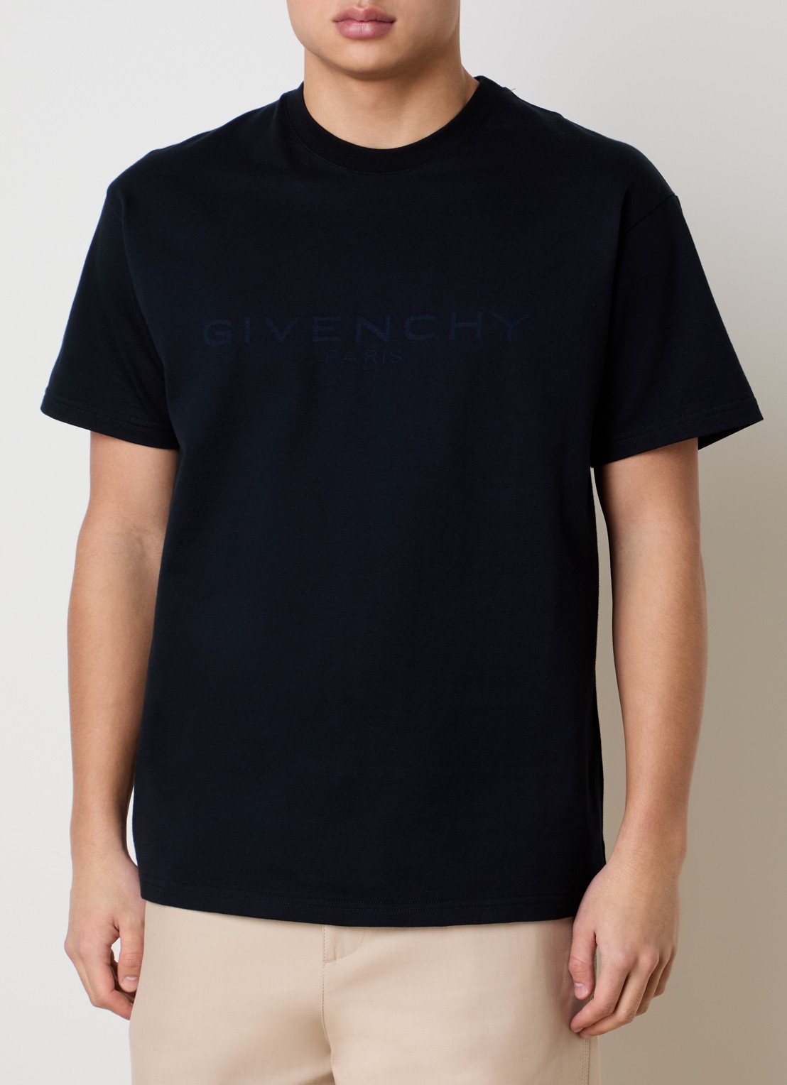 Givenchy T-shirt in zijdeblend met logo - detail 2 donkerblauw