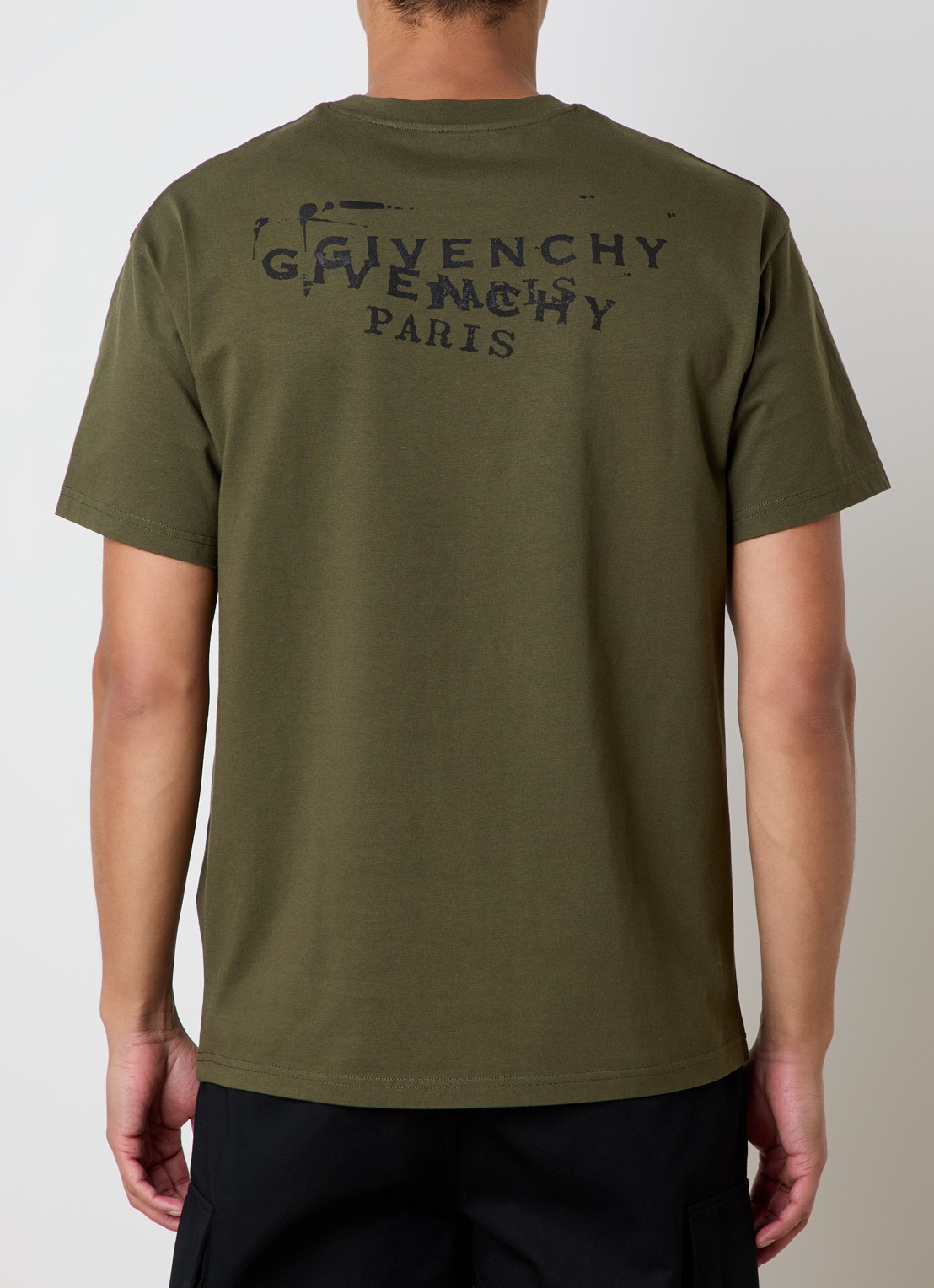 Givenchy T-shirt met logo- en backprint - detail 3 khaki