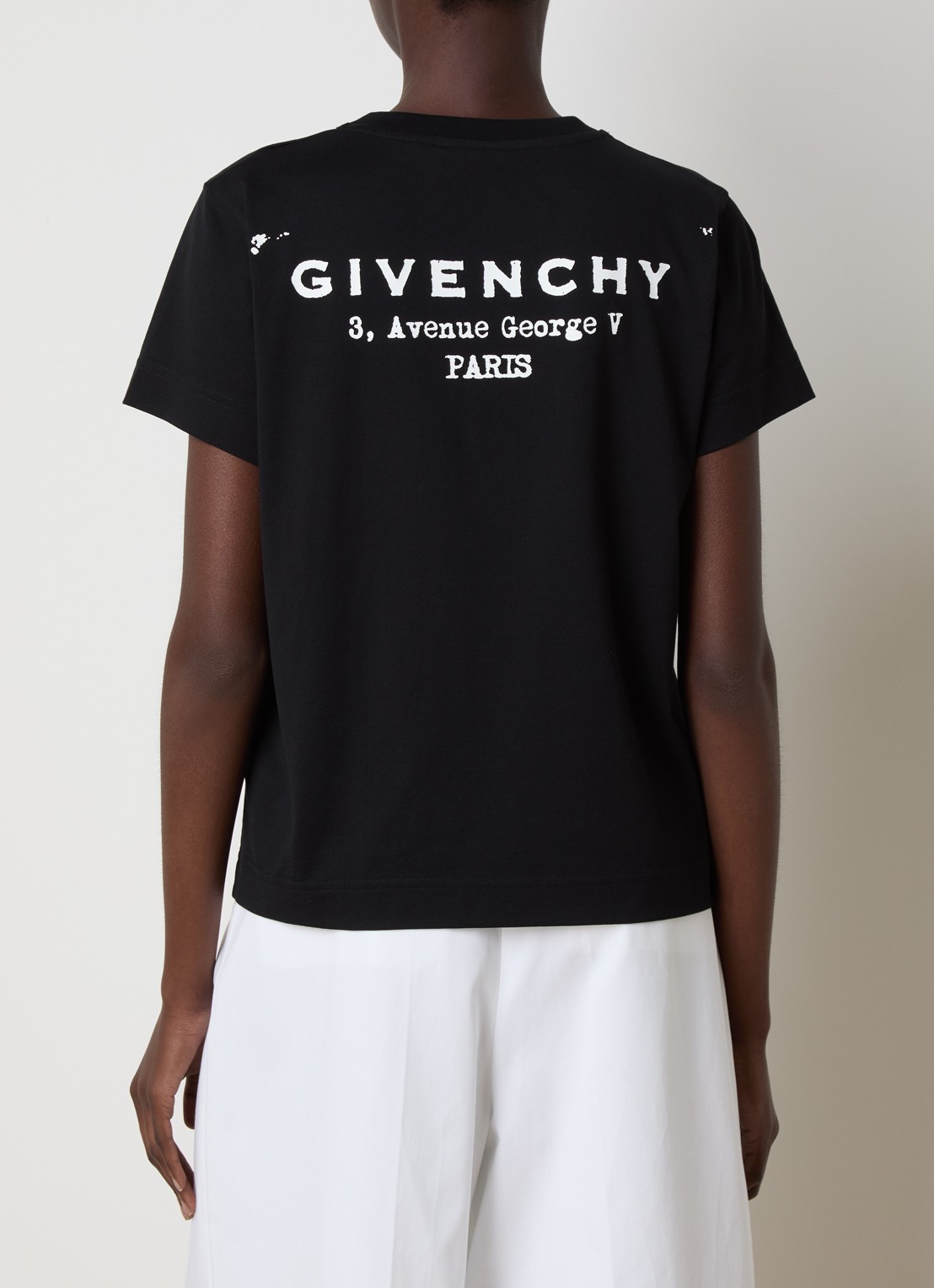 Givenchy T-shirt met logo- en backprint - detail zwart