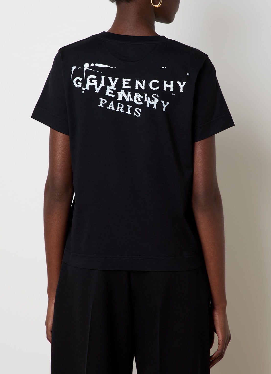 Givenchy T-shirt met logo- en backprint - detail 4 zwart