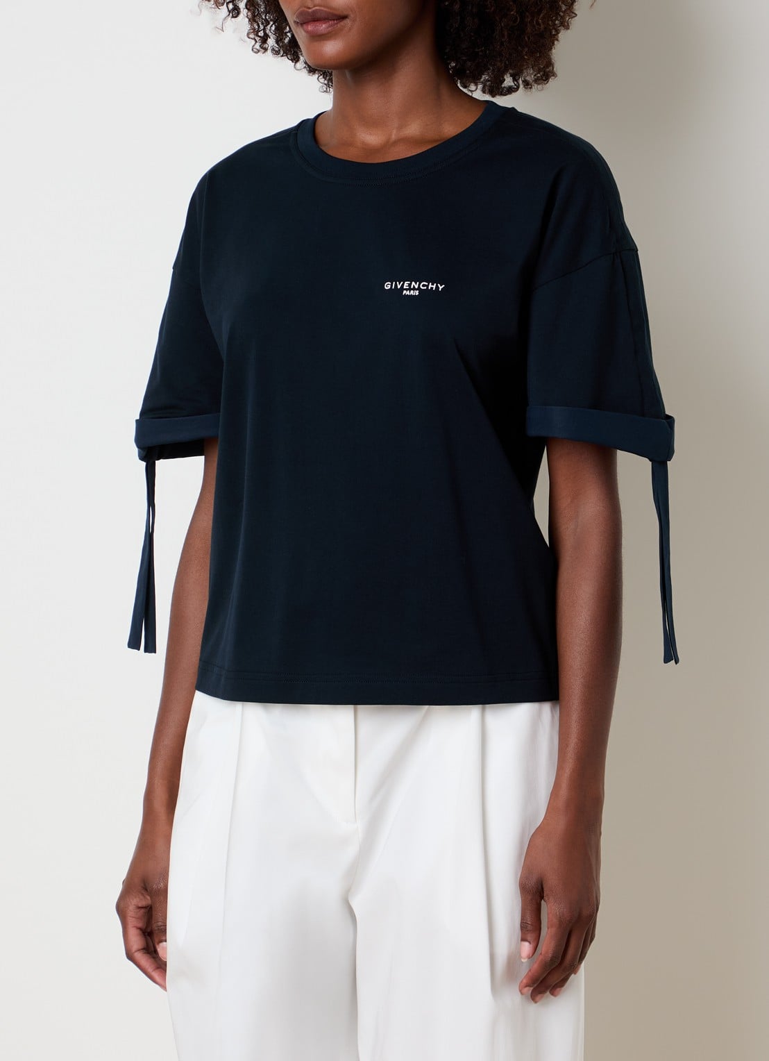 Givenchy T-shirt met logoborduring - detail donkerblauw