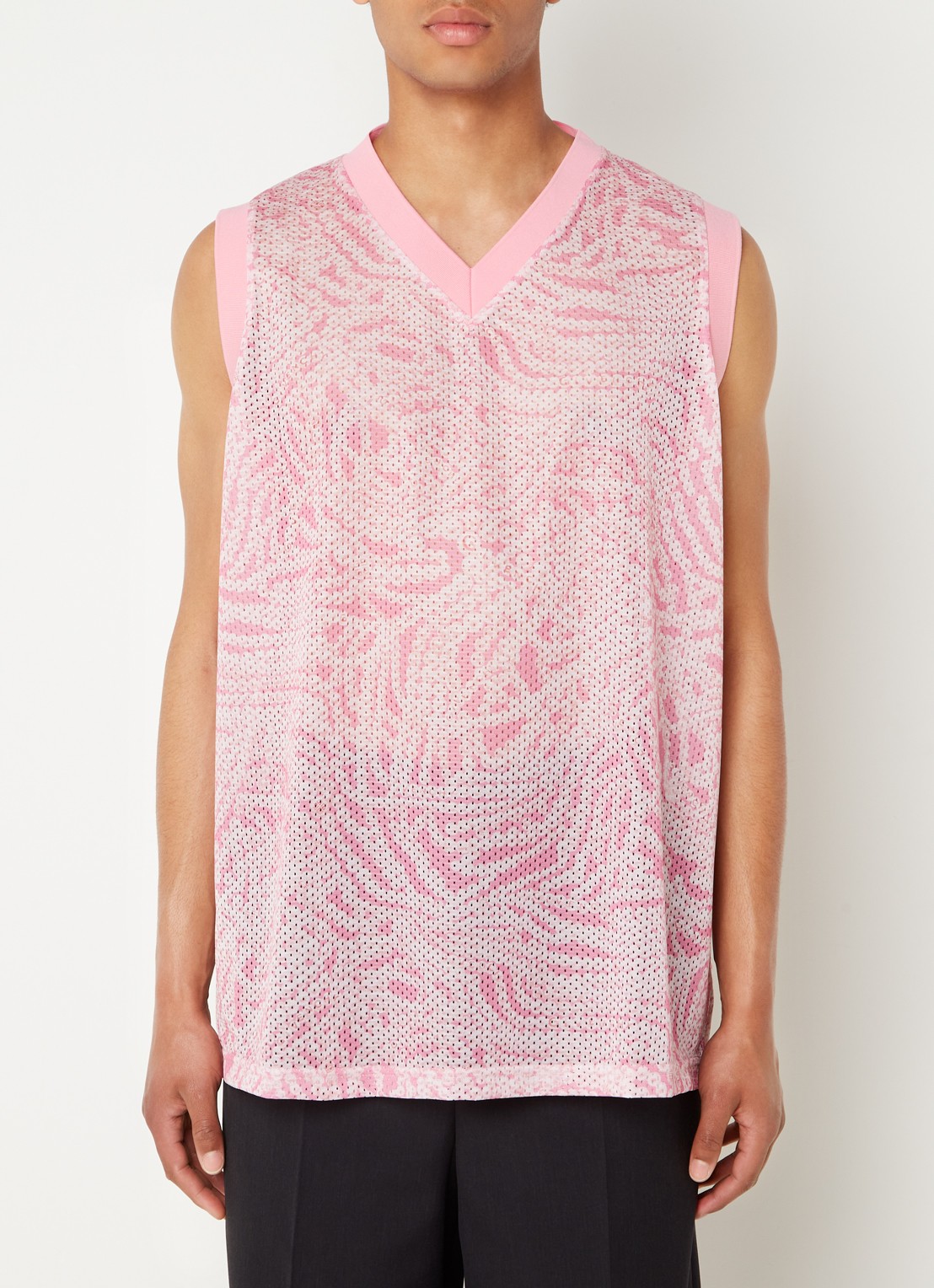 Givenchy Tanktop met V-hals en mesh  - detail 2 roze