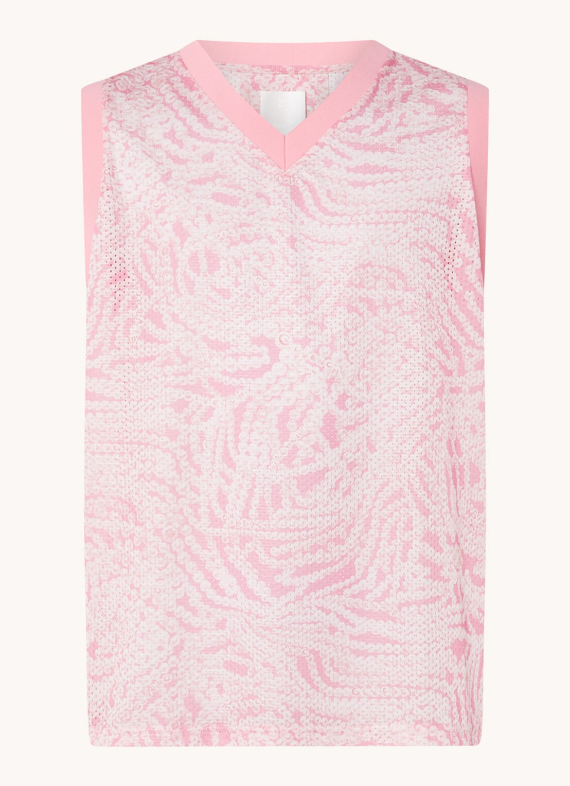 Givenchy Tanktop met V-hals en mesh  - voorkant 4 roze