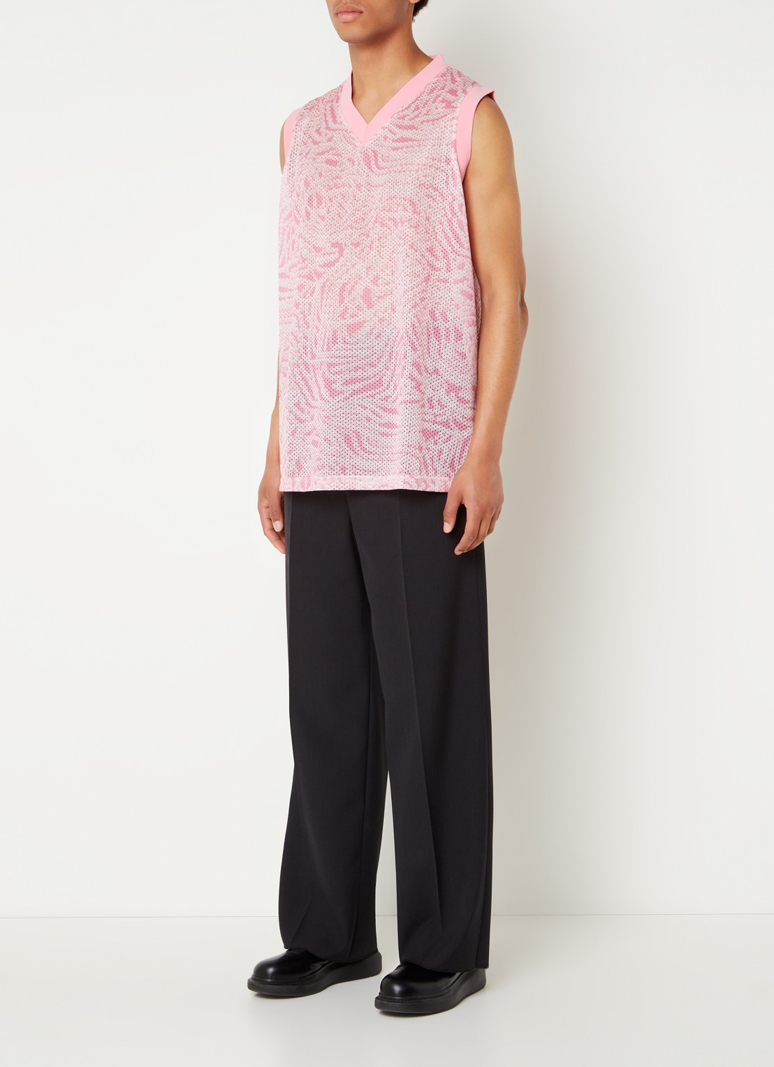 Givenchy Tanktop met V-hals en mesh  - voorkant 5 roze