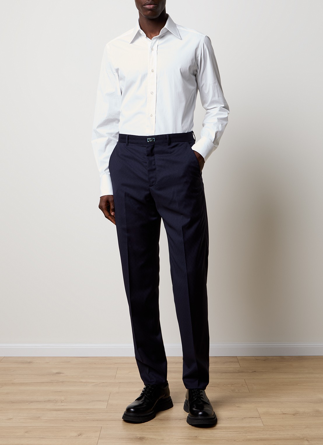 Givenchy Tapered fit pantalon van wol met steekzakken  - voorkant 6 donkerblauw