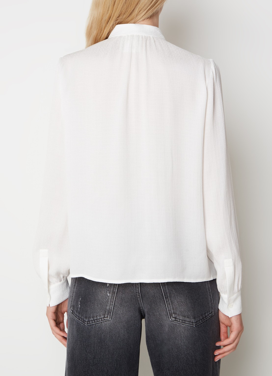 Givenchy Tuniek van zijde met logoprint en strikdetail - achterkant gebroken wit