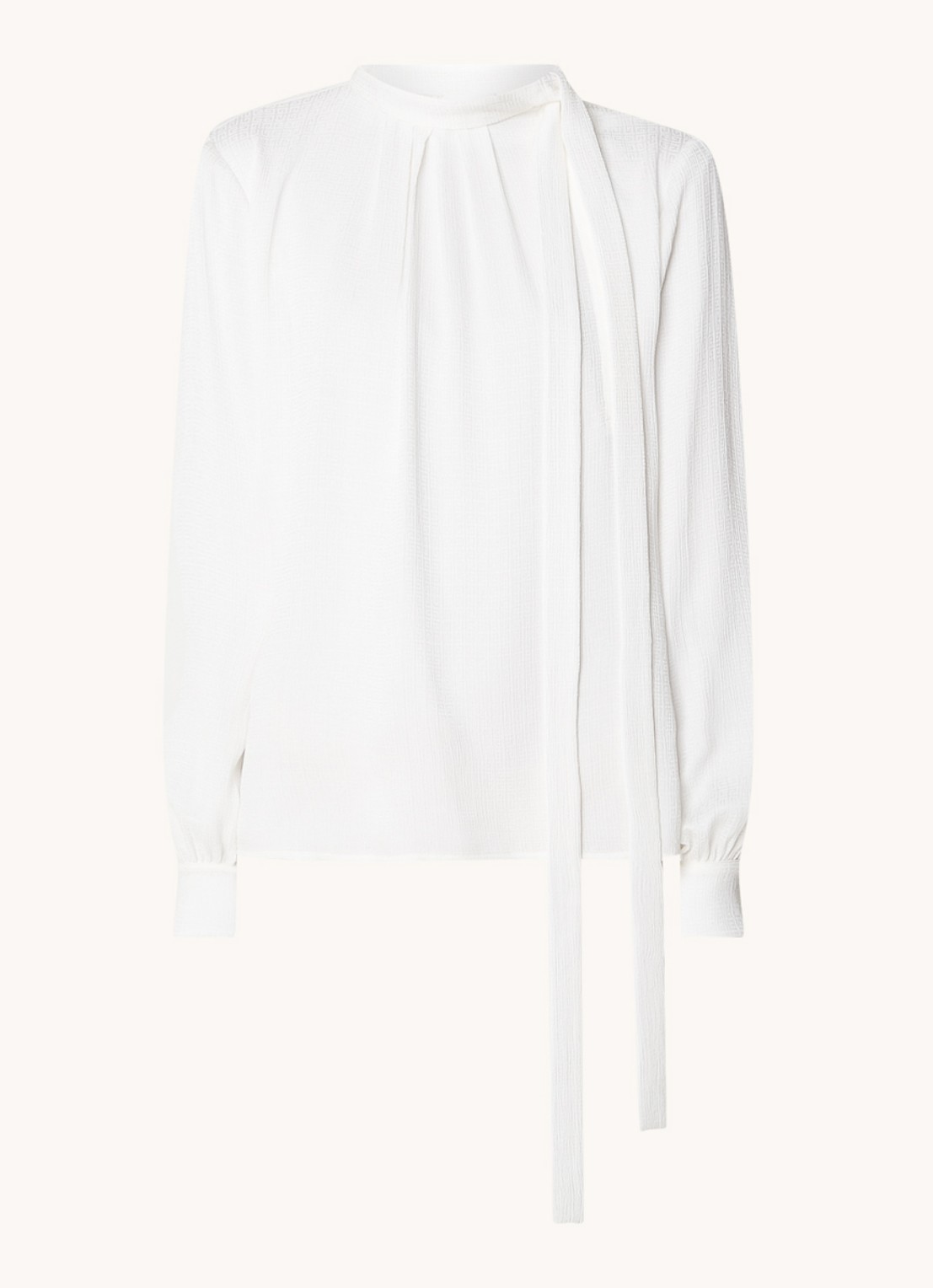 Givenchy Tuniek van zijde met logoprint en strikdetail - voorkant 2 gebroken wit