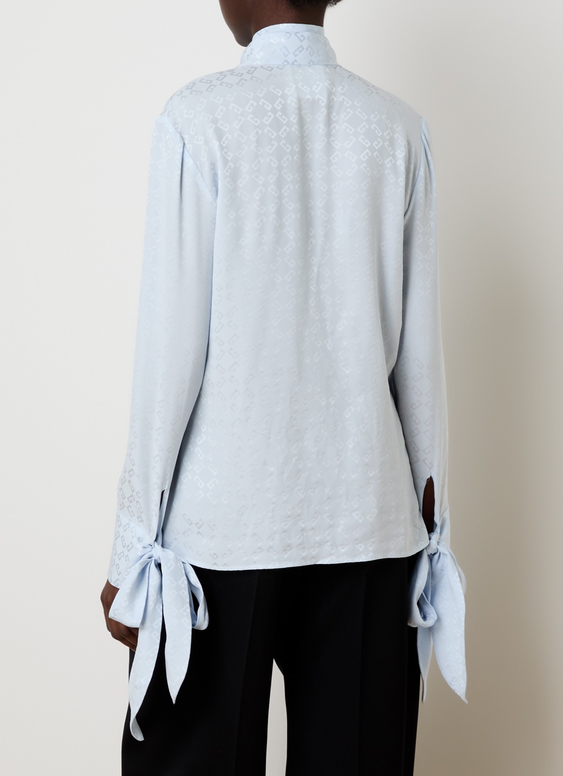 Givenchy Tuniek van zijde met logoprint - achterkant 5 lichtblauw