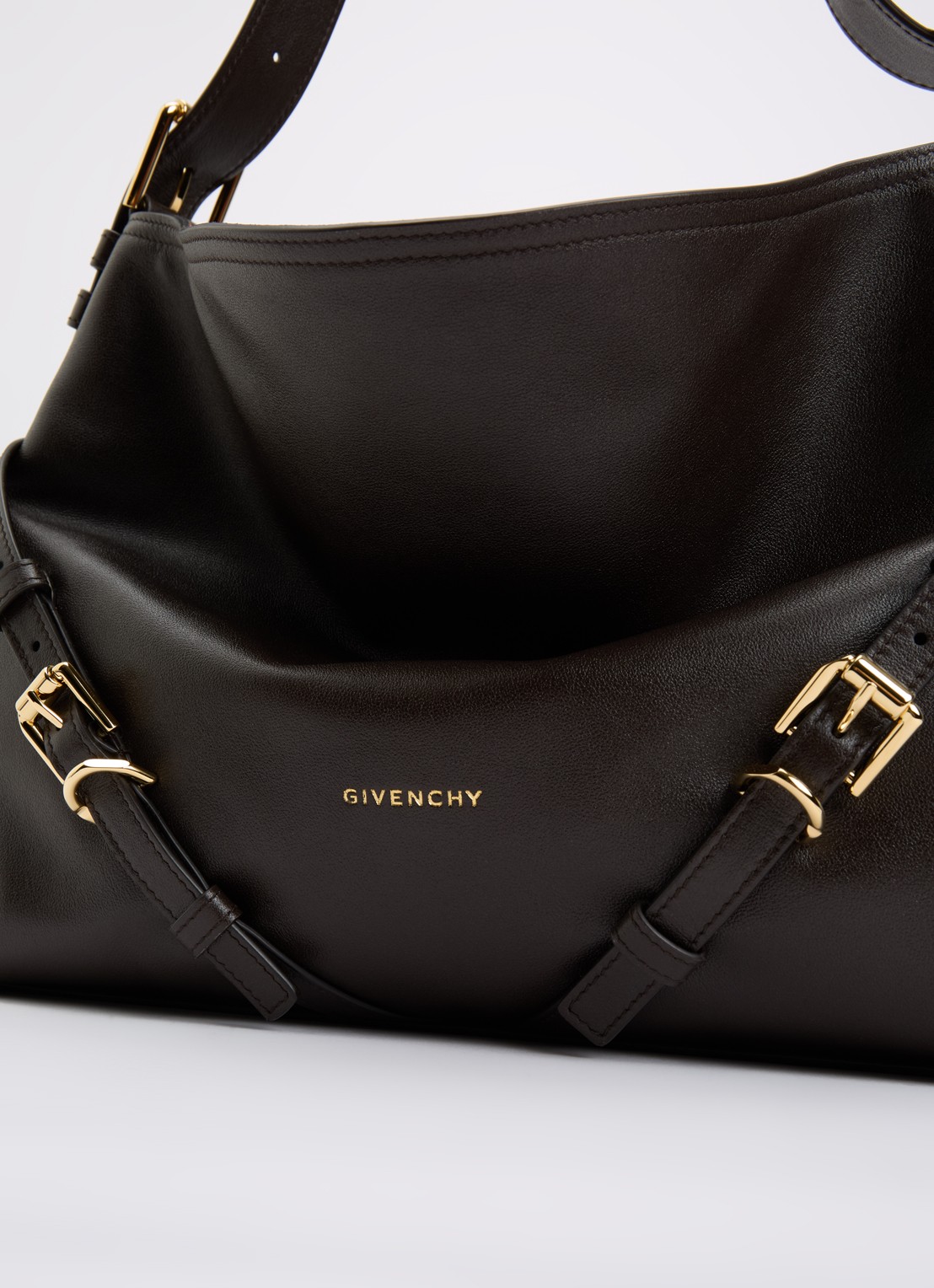 Givenchy Vouyou schoudertas van leer - detail 5 chocoladebruin