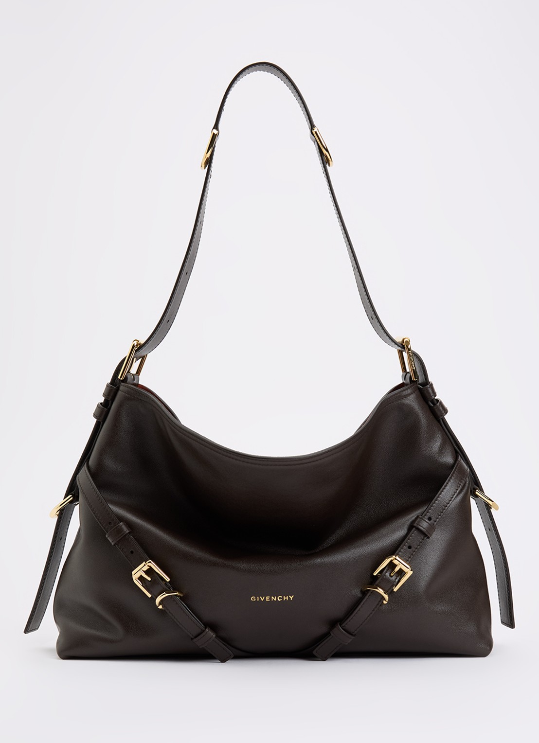 Givenchy Vouyou schoudertas van leer - voorkant chocoladebruin