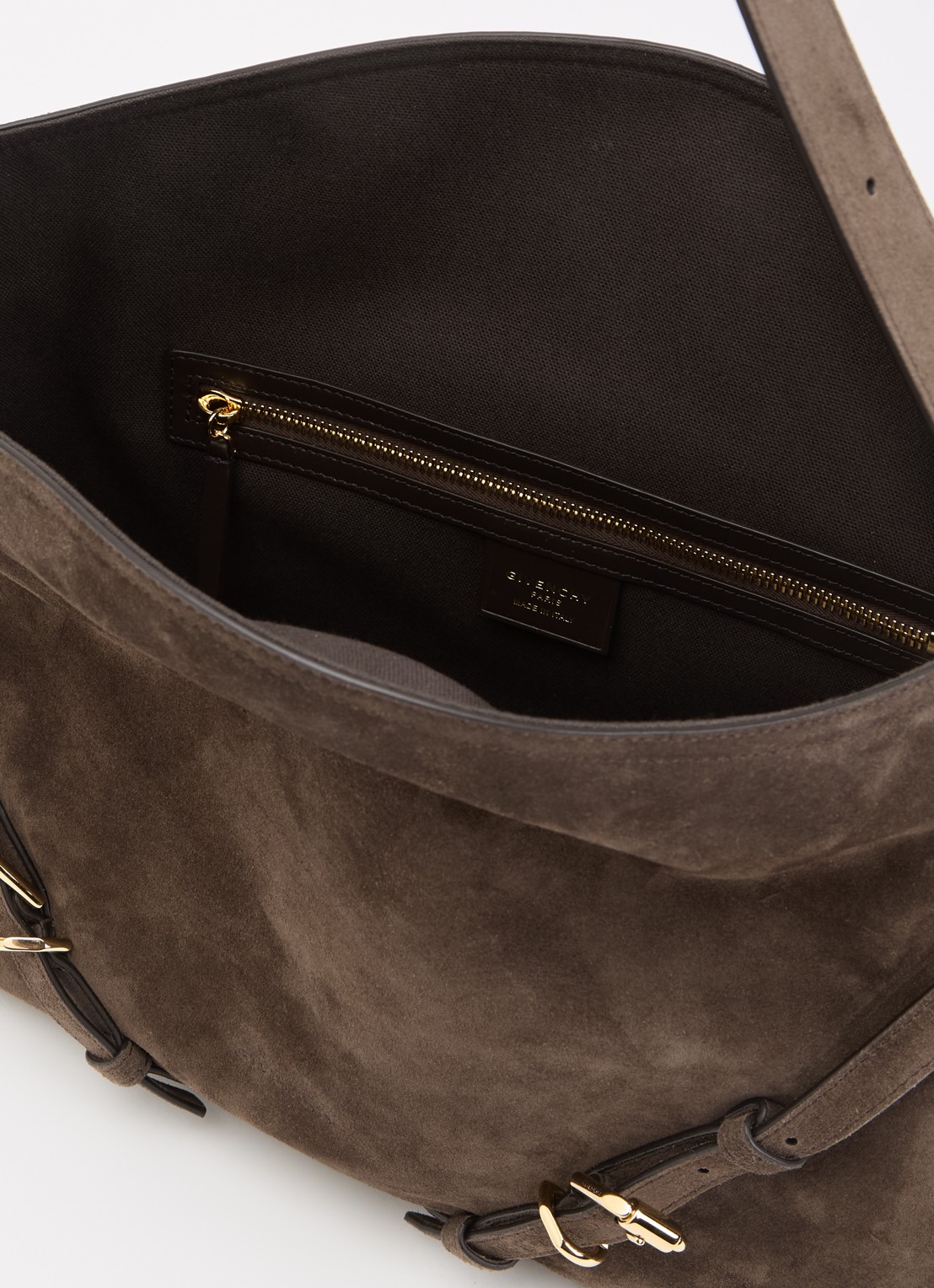 Givenchy Voyou Medium schoudertas van kalfssuède - detail 2 donkerbruin