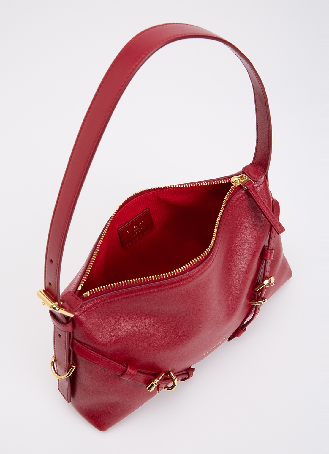 Givenchy Voyou Mini schoudertas van kalfsleer - detail rood