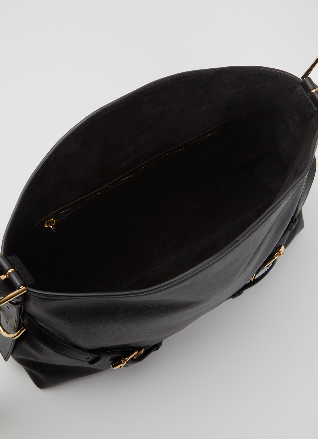 Givenchy Voyou schoudertas van kalfsleer met verstelbare schouderriem - detail zwart
