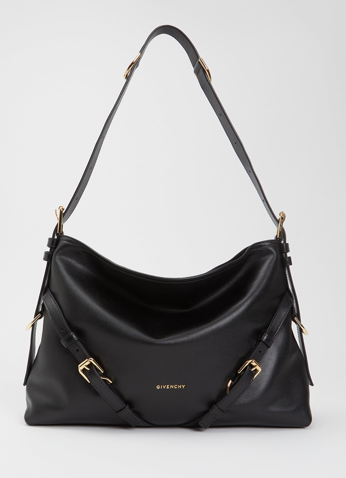 Givenchy Voyou schoudertas van kalfsleer met verstelbare schouderriem - voorkant 5 zwart