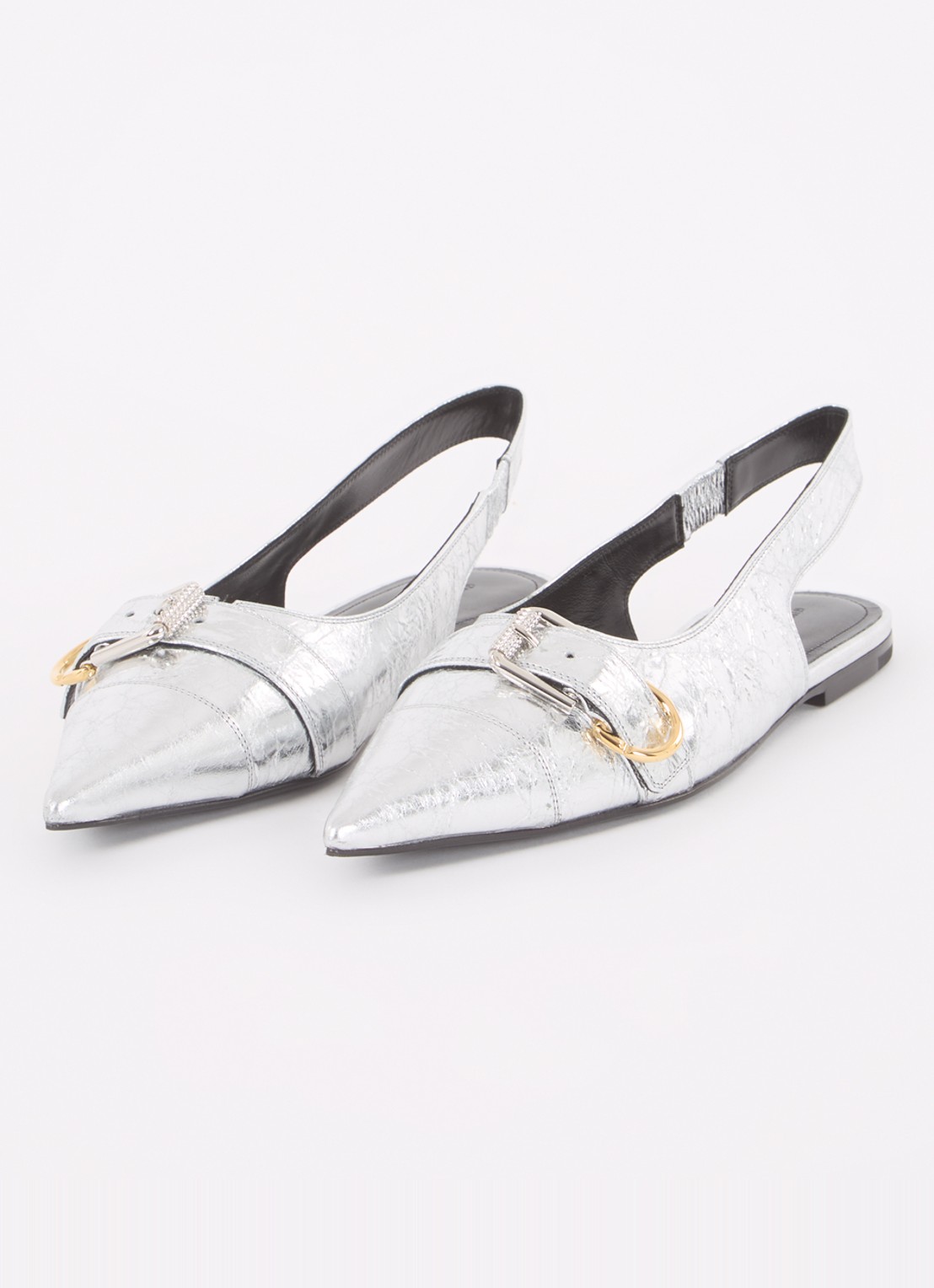 Givenchy Voyou slingback van lamsleer met metallic finish - detail zilver