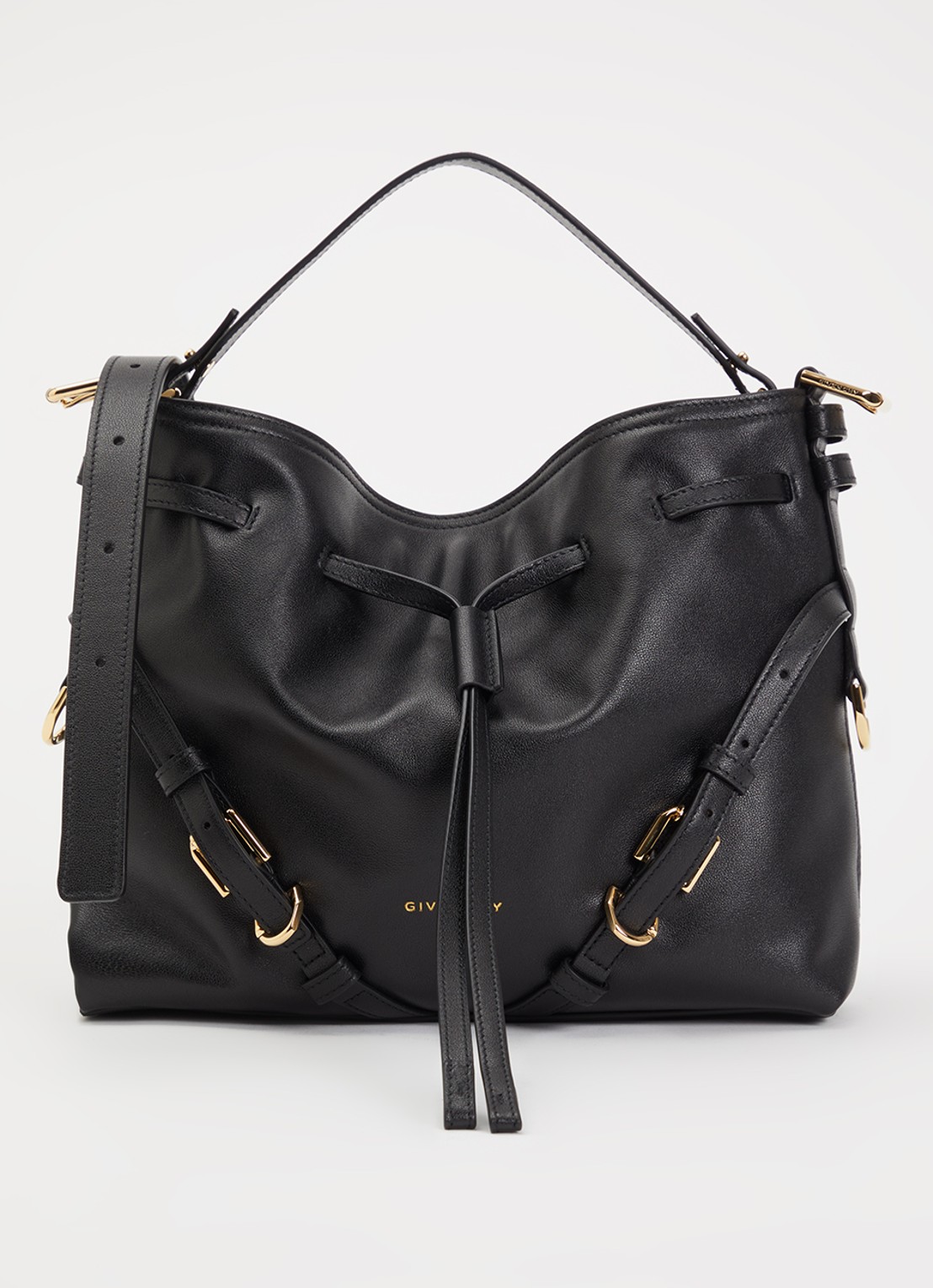 Givenchy Voyou Small schoudertas van kalfsleer - voorkant zwart
