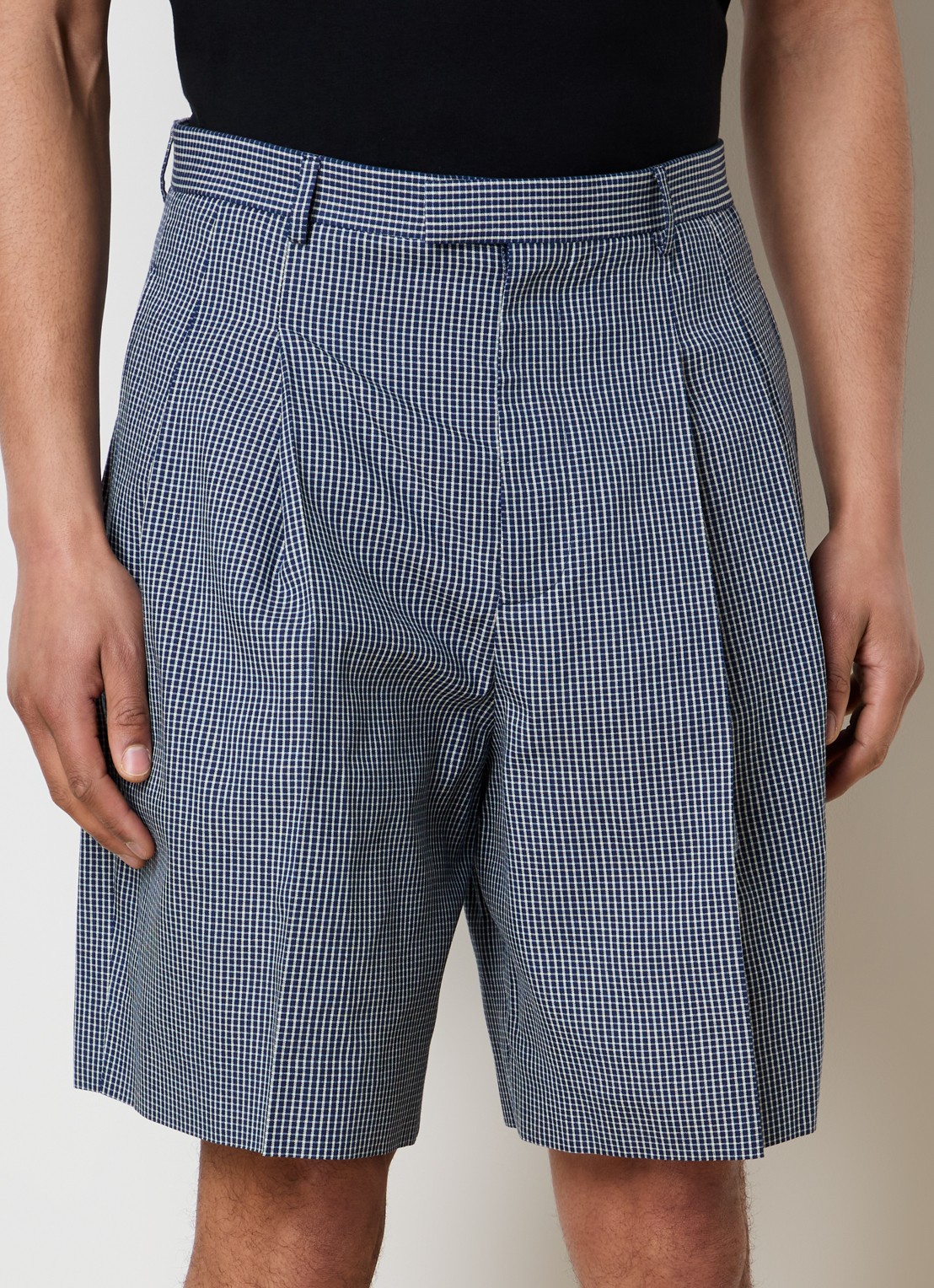 Givenchy Wide fit korte broek met ruitdessin - detail blauw