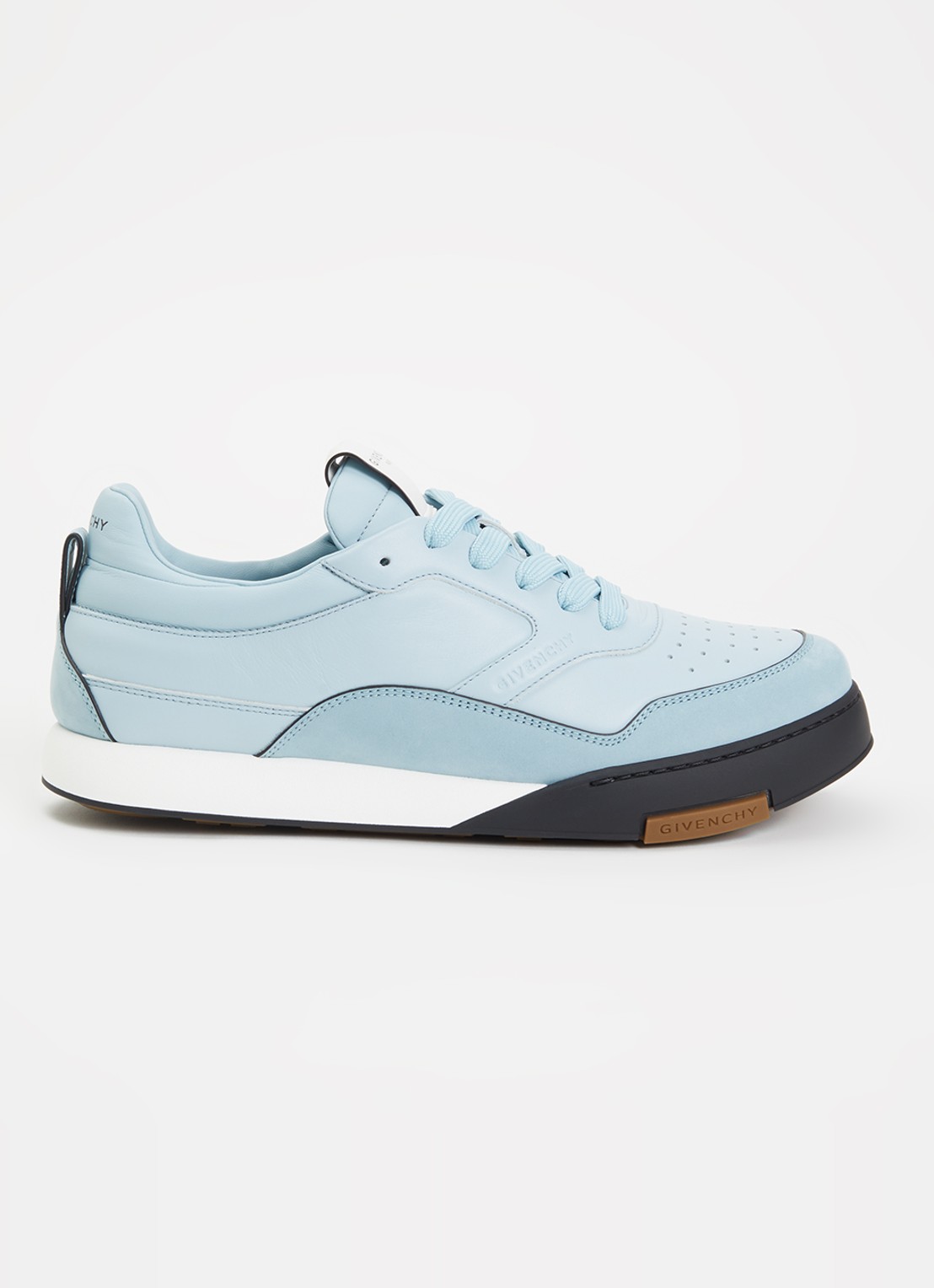 Givenchy Yard Court sneaker van kalfsleer met nubuck details en logo - voorkant 2 lichtblauw