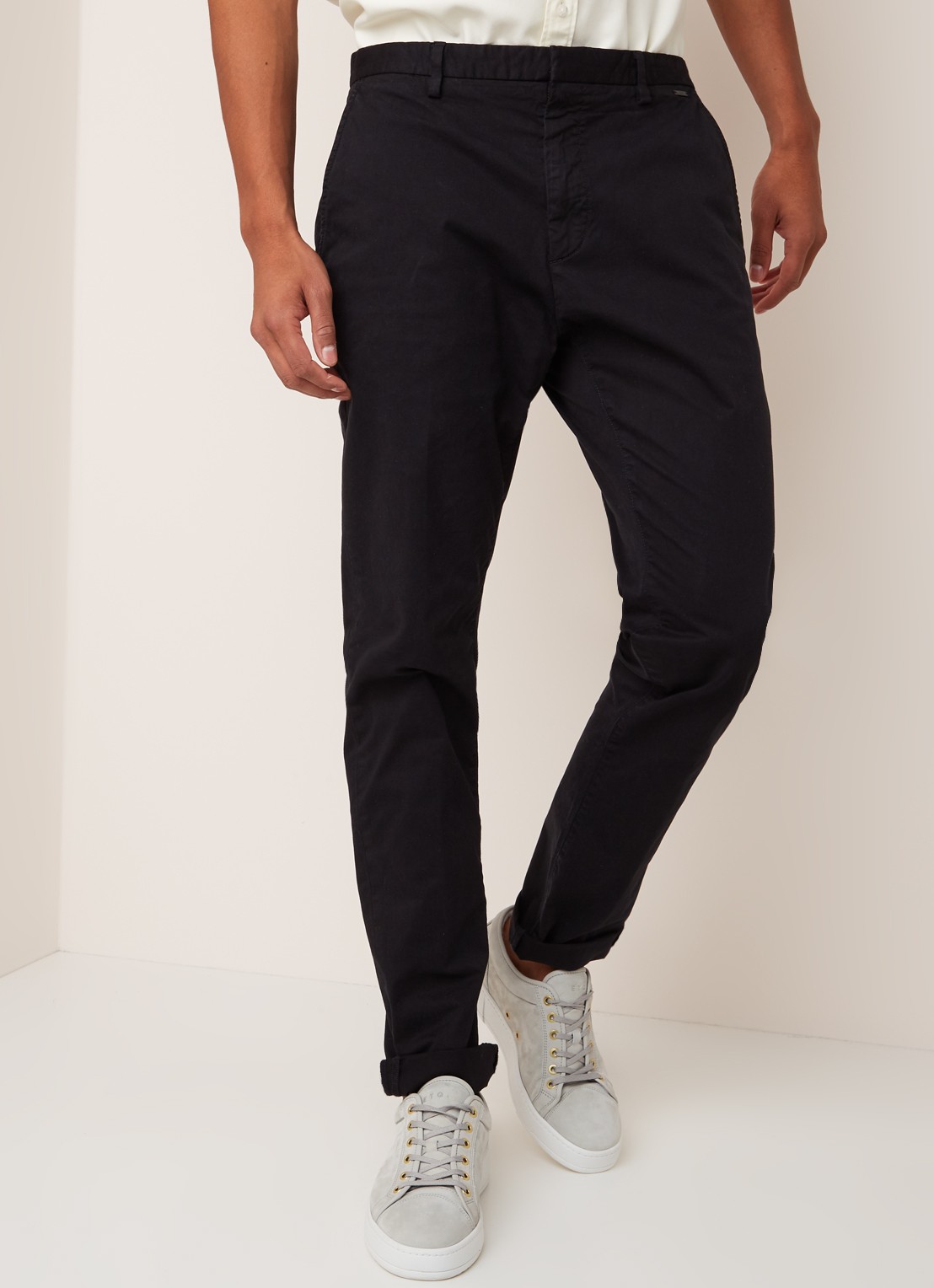 Glen slim fit chino van katoen - detail 2 zwart