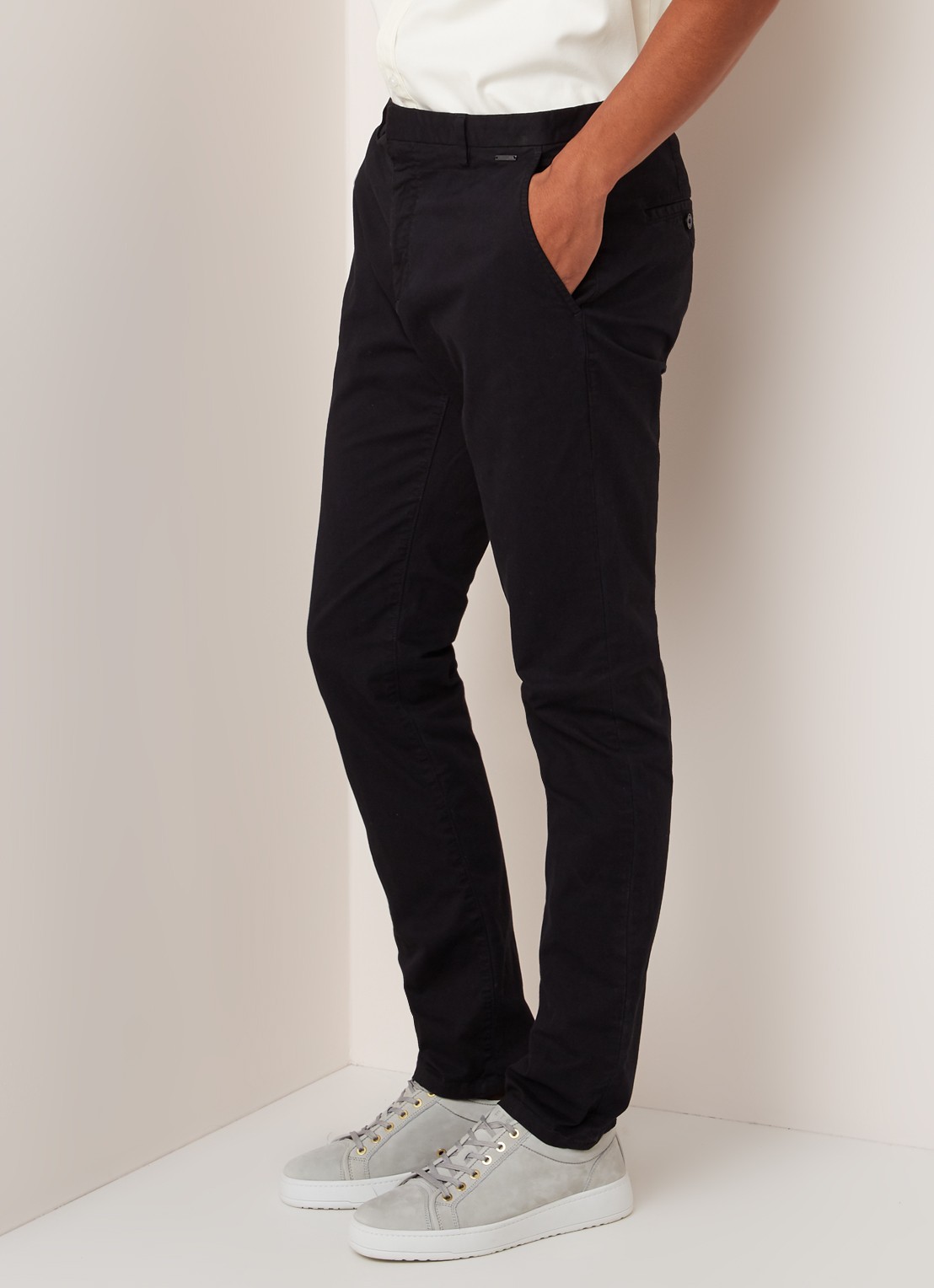 Glen slim fit chino van katoen - detail 3 zwart