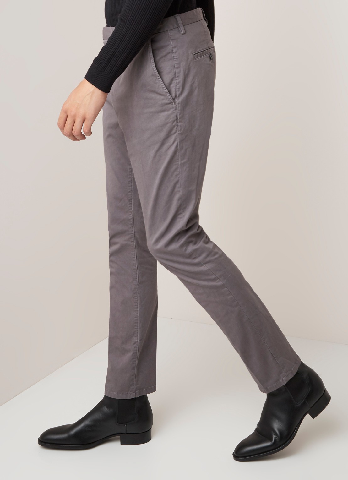 Glen slim fit chino van katoen - detail 3 grijs