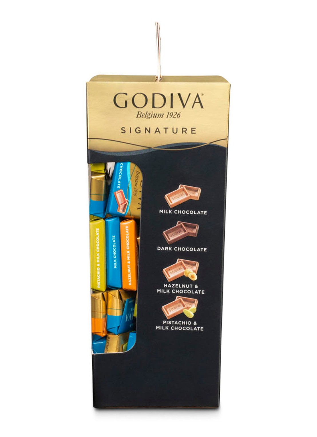 Godiva Signature Tower Napolitains chocoladerepen 225 gram - voorkant 2 geelgoud