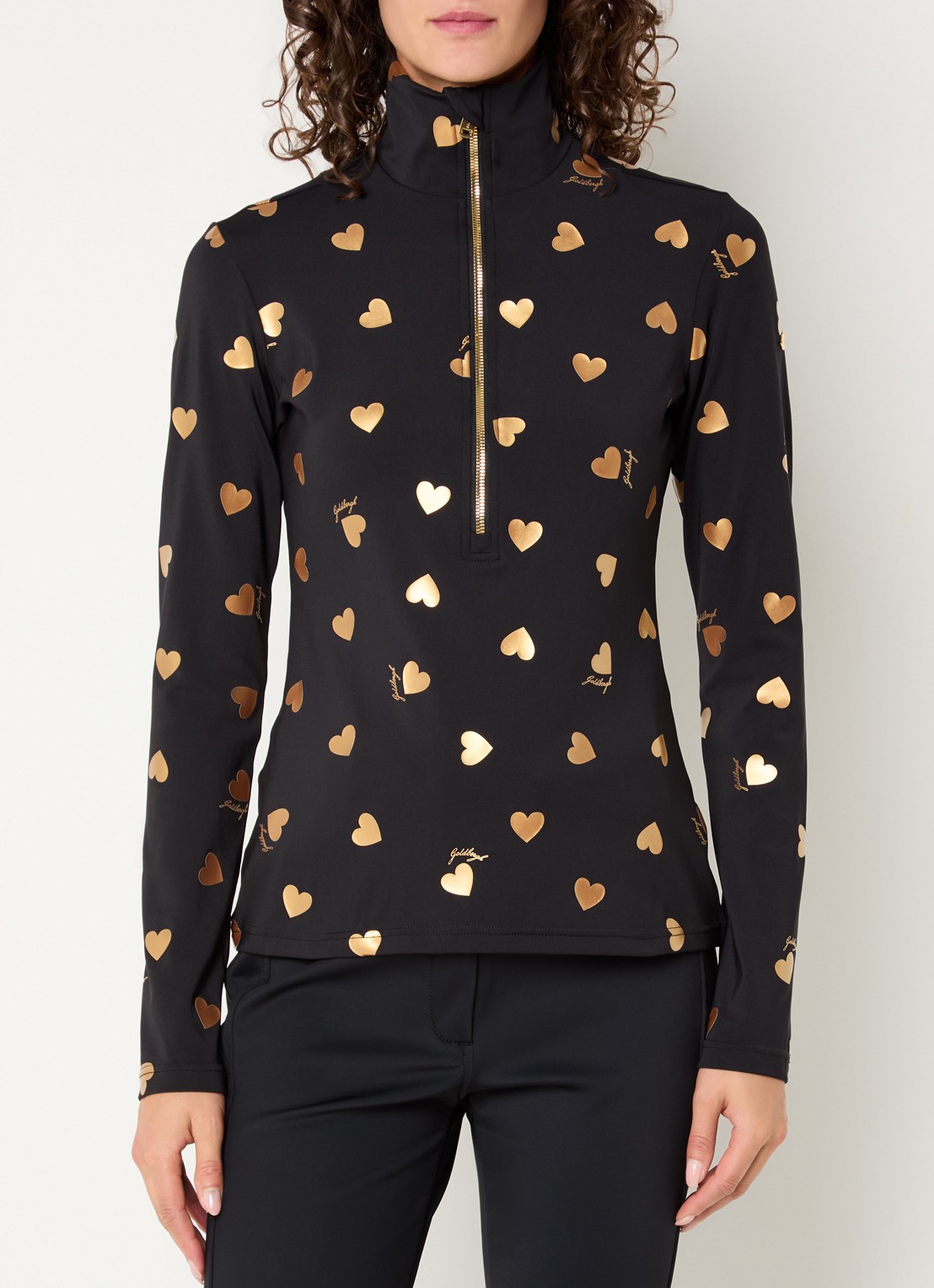 Goldbergh Aimi skipully met print en halve rits - detail 4 zwart