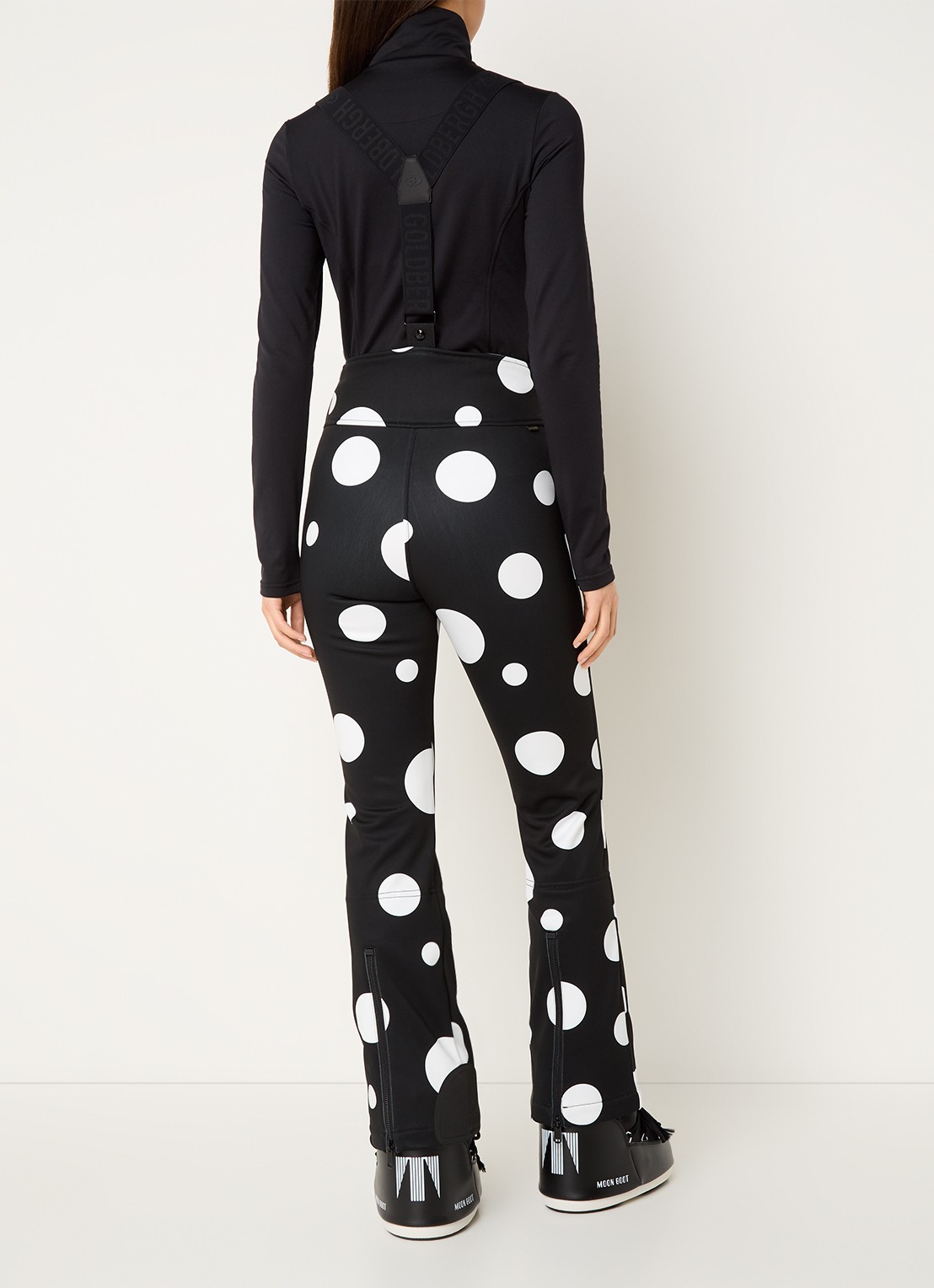 Goldbergh Ballon high waist flared fit skibroek met afneembare bretels - achterkant 6 zwart