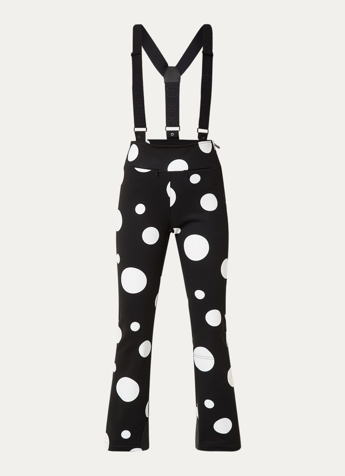 Goldbergh Ballon high waist flared fit skibroek met afneembare bretels - voorkant 4 zwart