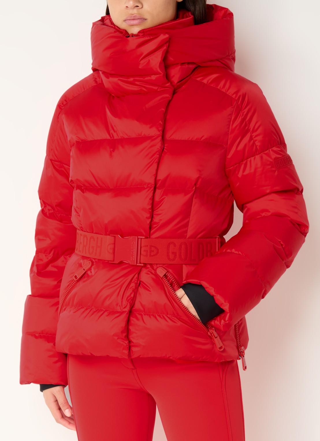 Goldbergh Bea ski-jas met ceintuur en ritszakken - detail 2 rood
