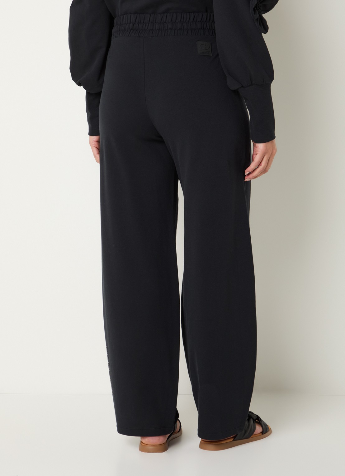 Goldbergh Bellario high waist wide fit joggingbroek met steekzakken - achterkant 3 zwart