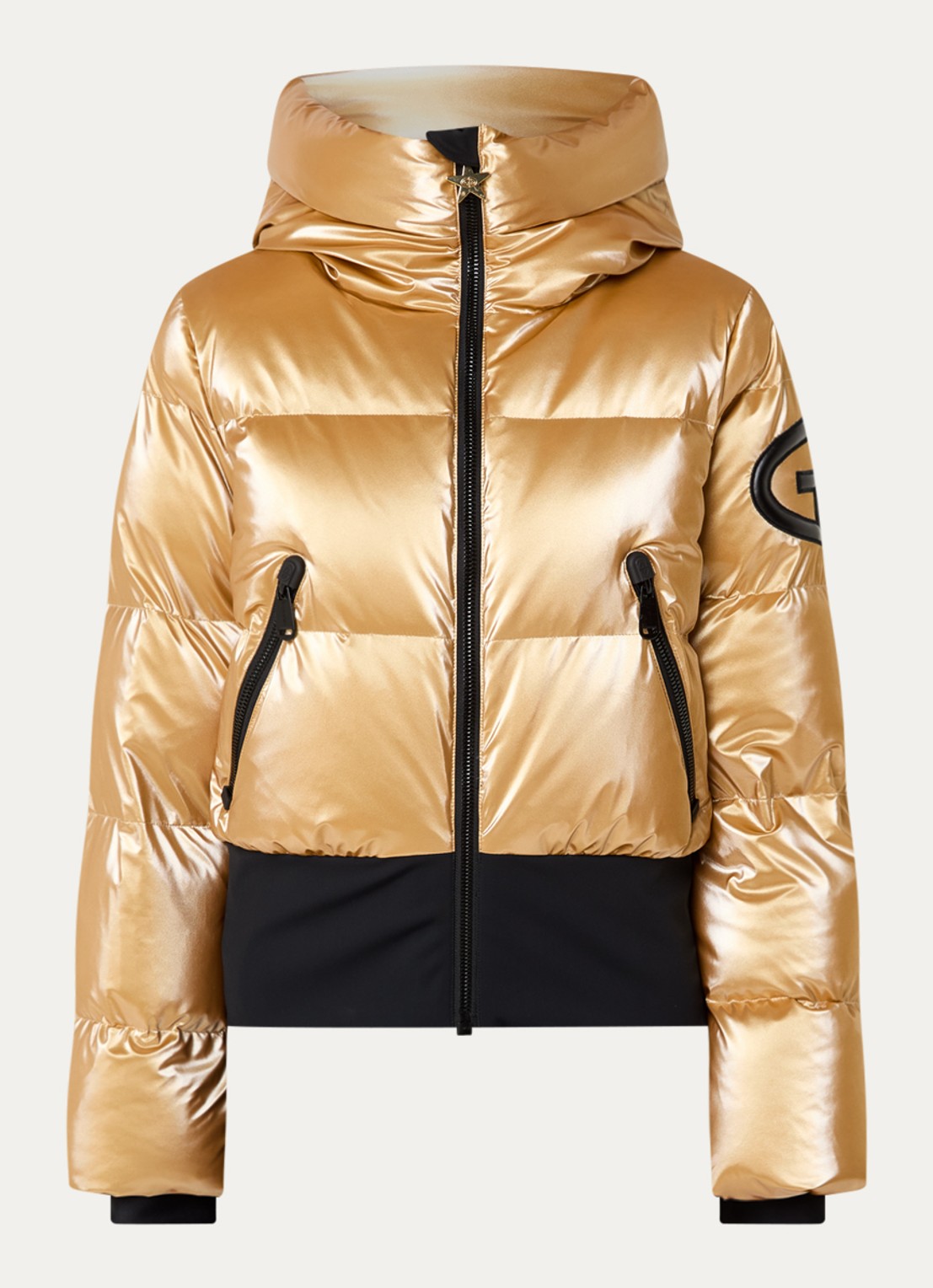 Goldbergh Bombardino ski-jas met capuchon en logo - voorkant 5 goud